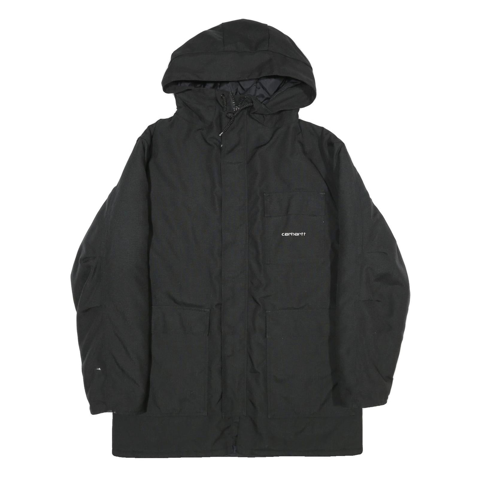 CARHARTT Mens Black Hooded Cotton Blend Jacket XL Zip Plain Workwear Casual Refurbished - N/A refurbished available on Cerqular