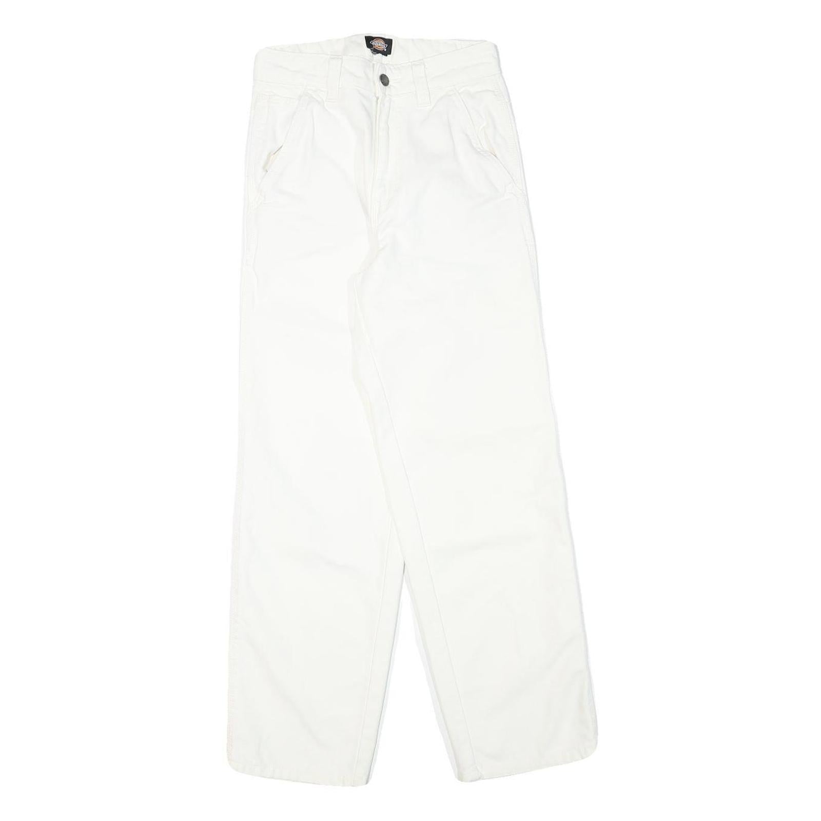 DICKIES Mens White Cotton Blend Regular Fit Straight Leg Trousers W24 L28 Refurbished - N/A refurbished available on Cerqular