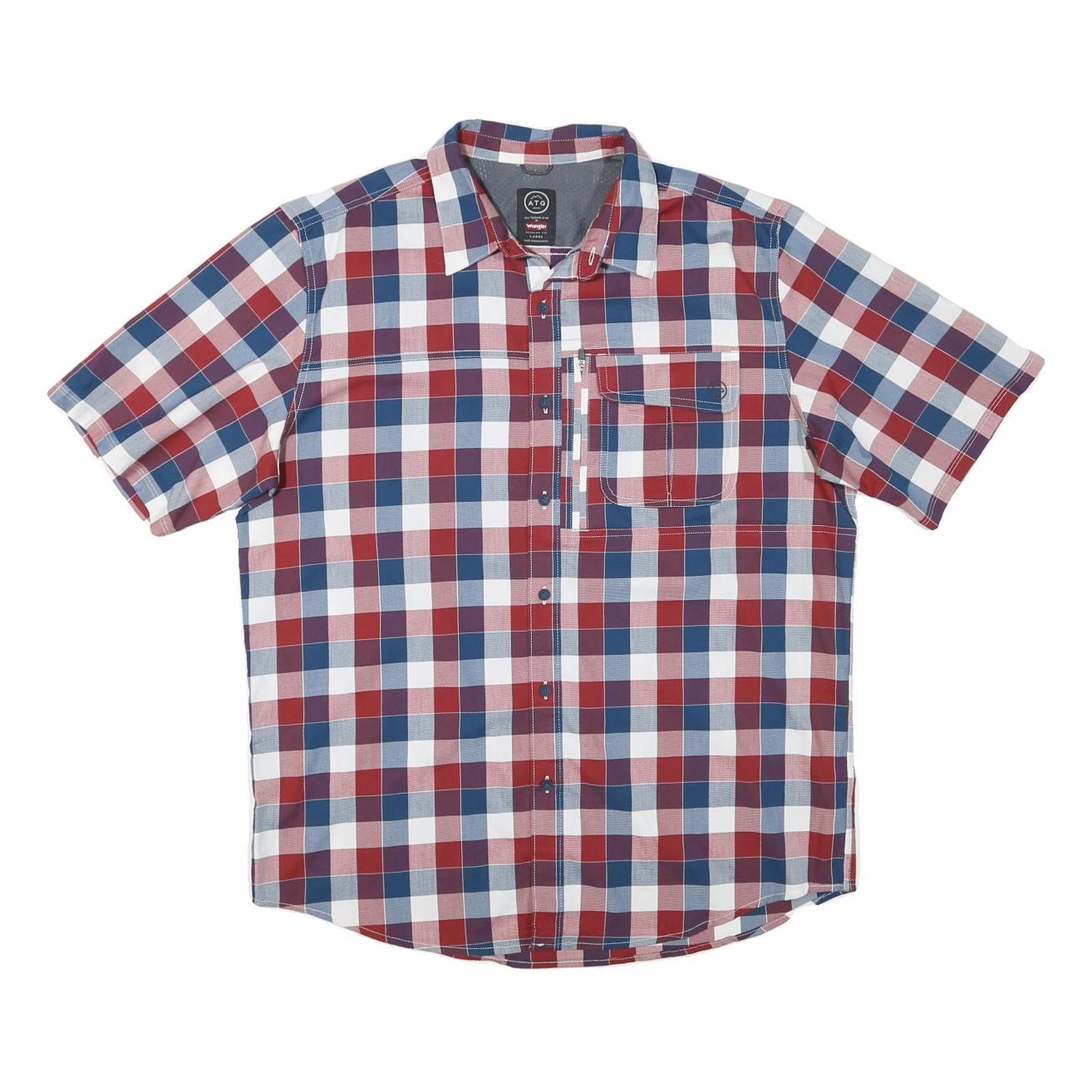 WRANGLER Mens Blue & Red Checked Shirt L Casual Summer Button Up Refurbished - N/A refurbished available on Cerqular