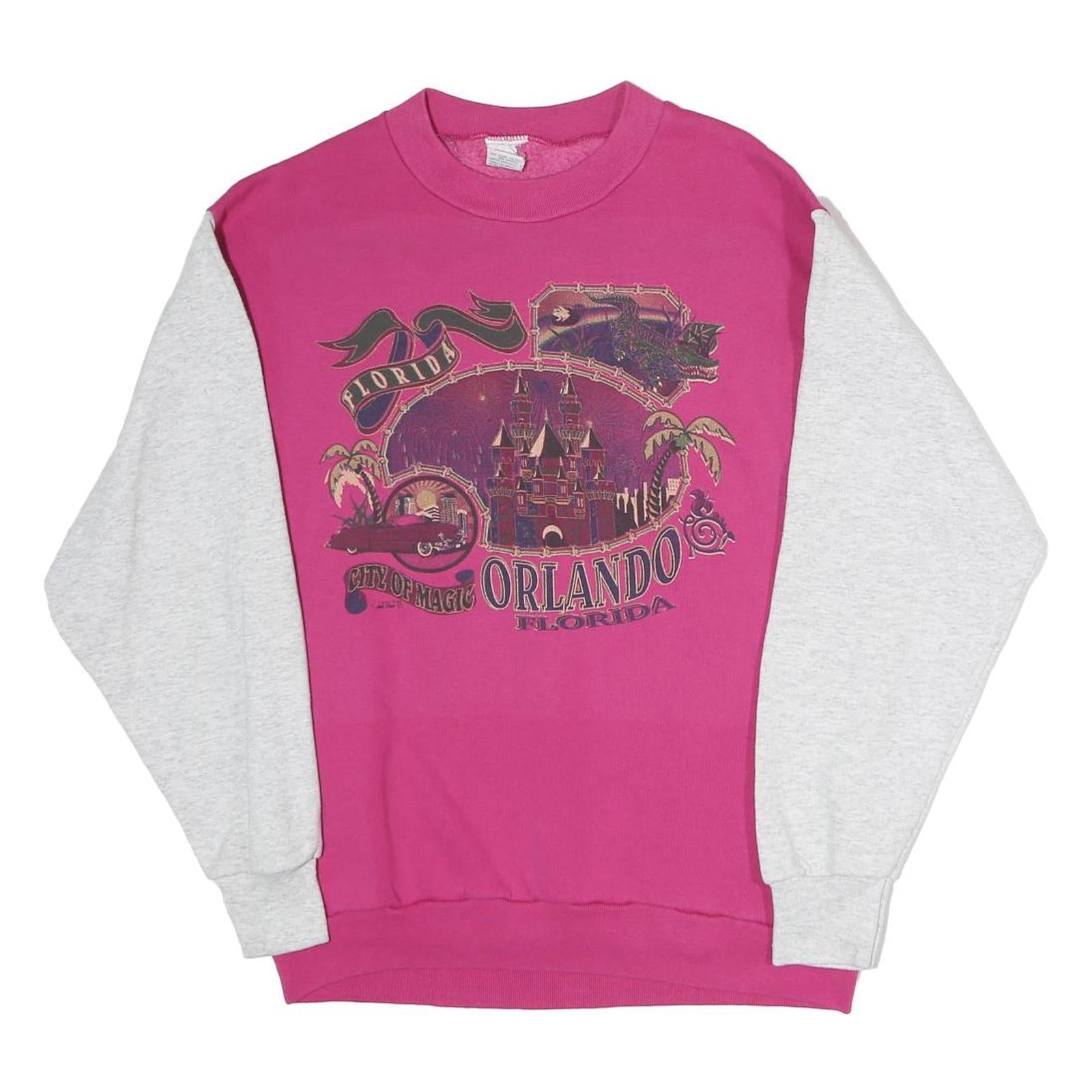 Womens Pink & Grey Orlando Florida Graphic Crew Neck Sweatshirt S Casual Refurbished - N/A refurbished available on Cerqular