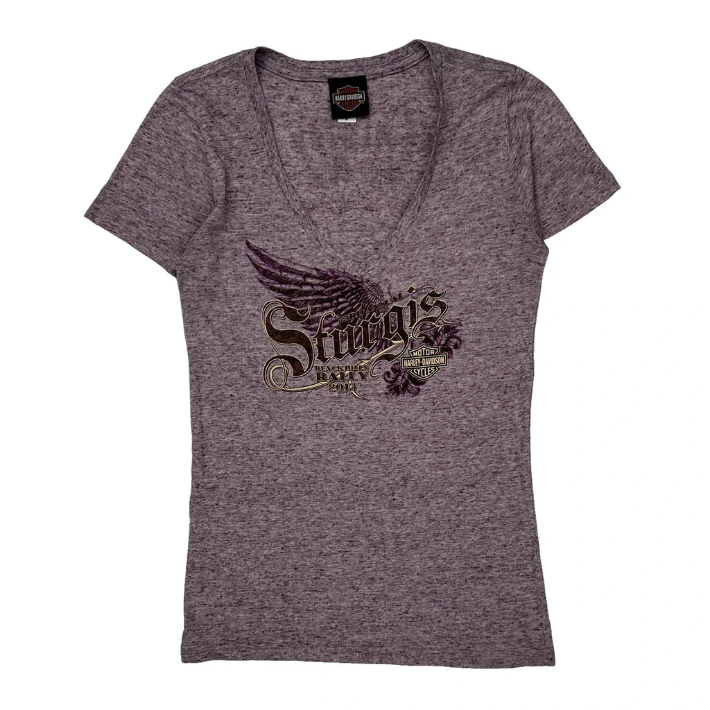 Sturgis Rally Harley Davidson Graphic T-Shirt - Medium Purple Cotton Refurbished - Thrifted (note: this is a term often used to describe second- refurbished available on Cerqular