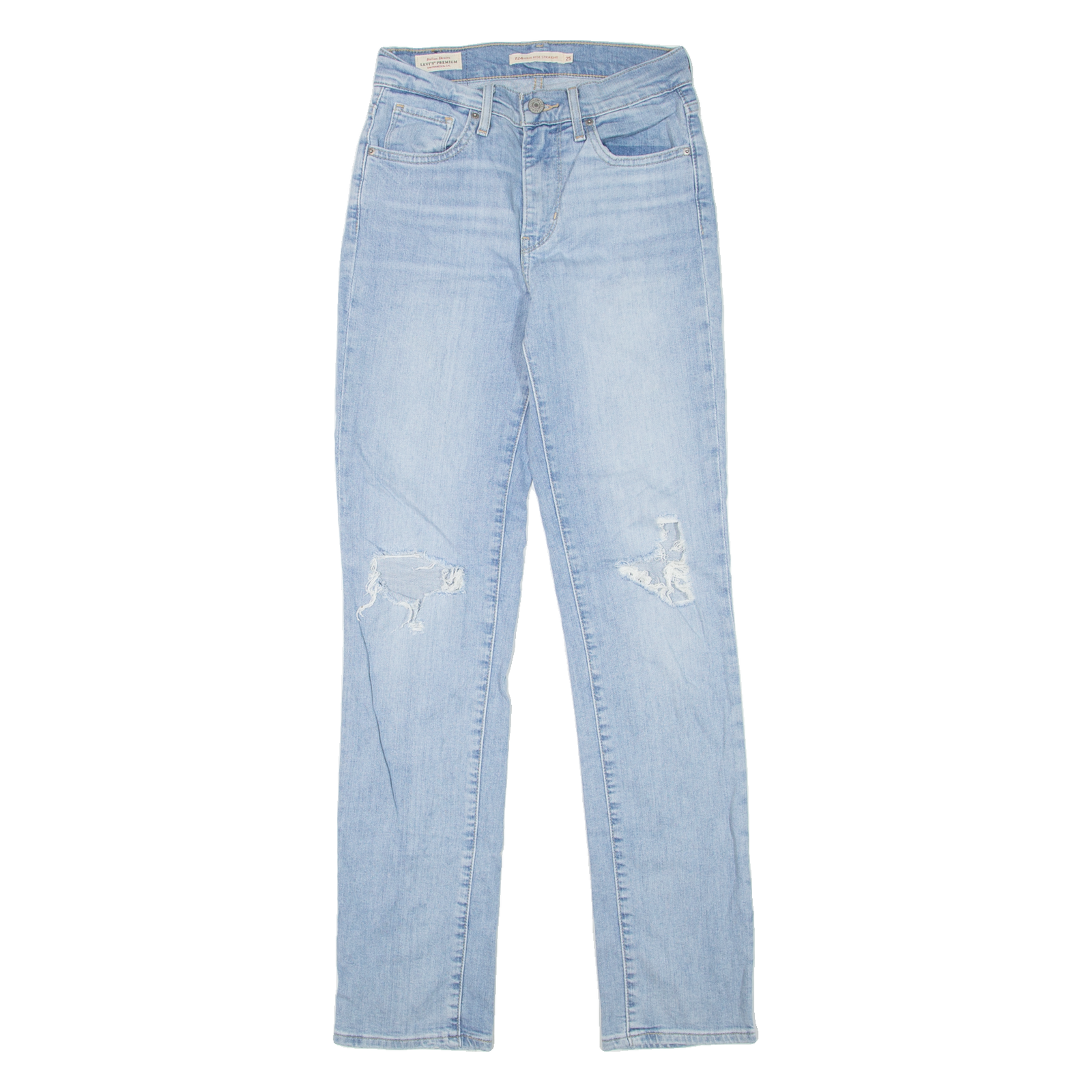 LEVI'S 724 High Rise BIG E Womens Jeans Blue Regular Straight Denim Stone Wash W25 L30 Refurbished - N/A refurbished available on Cerqular