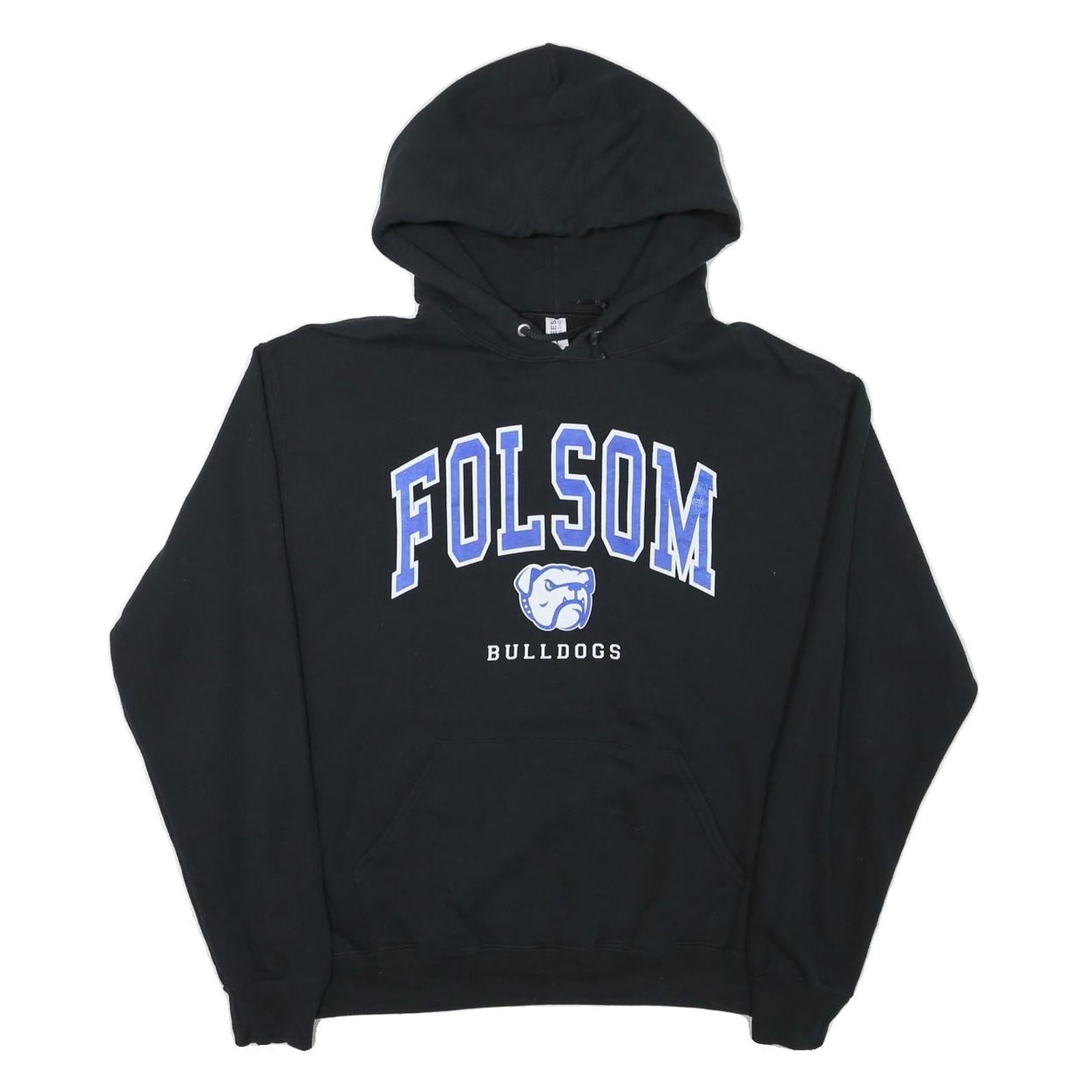 JERZEES Mens Black Folsom Bulldogs Pullover Hoodie M Cotton Blend Casual Refurbished - N/A refurbished available on Cerqular