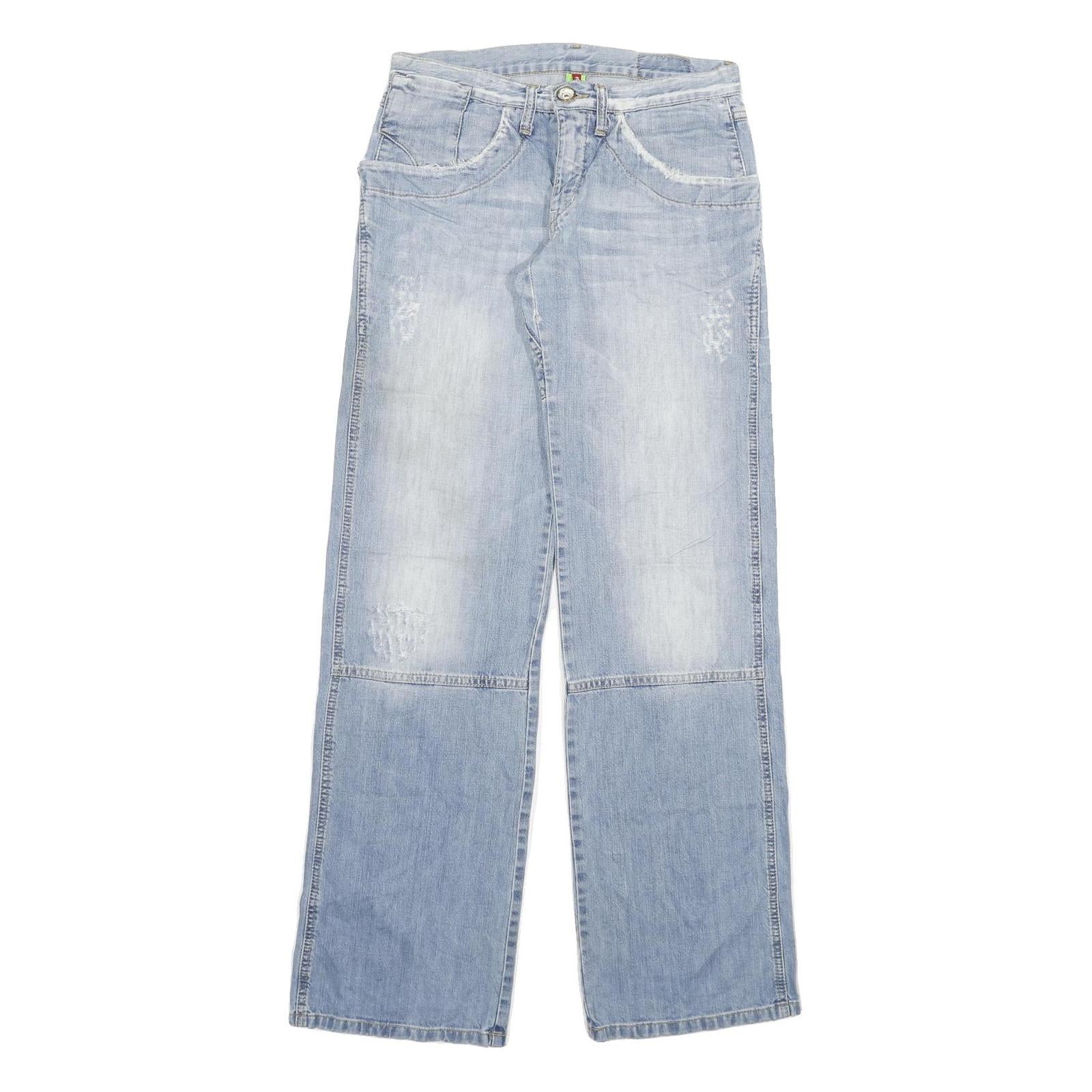 TAKE TWO Womens Jeans Blue Relaxed Straight Denim Light W28 L33 Casual Zip Refurbished - N/A refurbished available on Cerqular