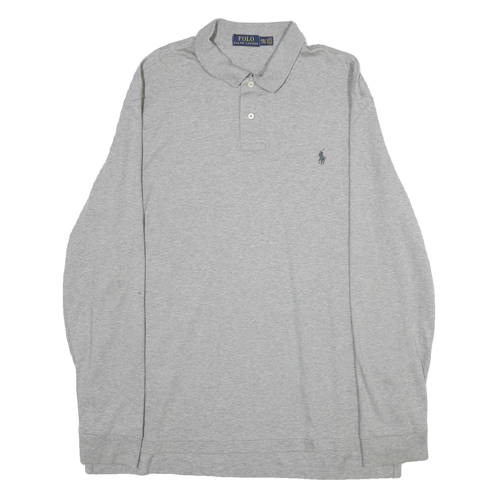 POLO RALPH LAUREN Mens Grey Long Sleeve Polo Shirt 2XL Cotton Classic Fit Refurbished - N/A refurbished available on Cerqular