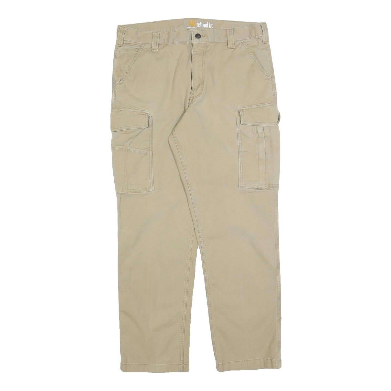 CARHARTT Mens Cotton Blend Beige Relaxed Cargo Trousers W36 L32 Casual Workwear Refurbished - N/A refurbished available on Cerqular