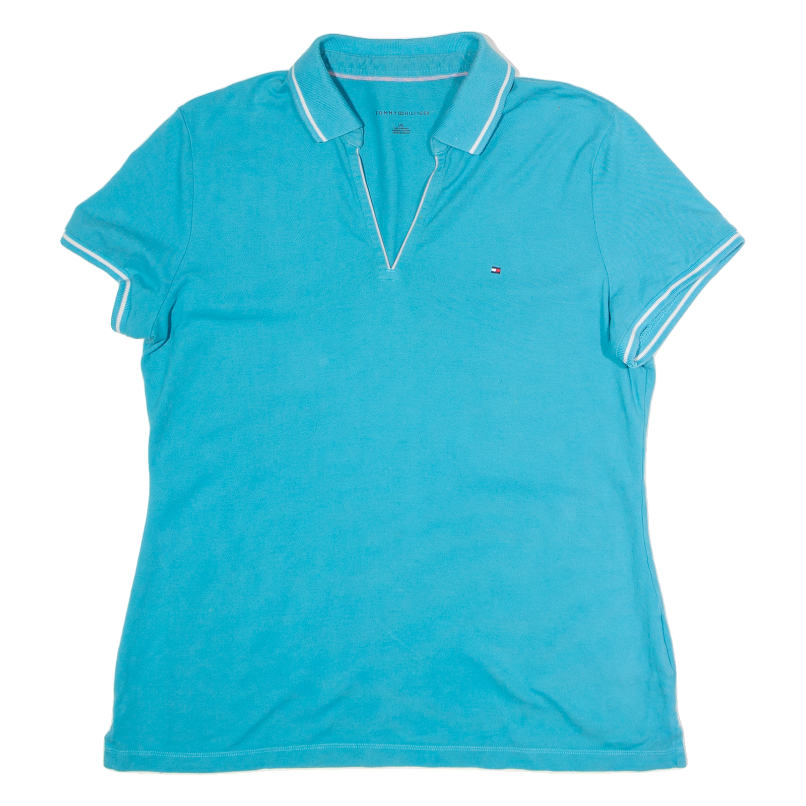 TOMMY HILFIGER Womens Polo Shirt Blue L Refurbished - N/A refurbished available on Cerqular