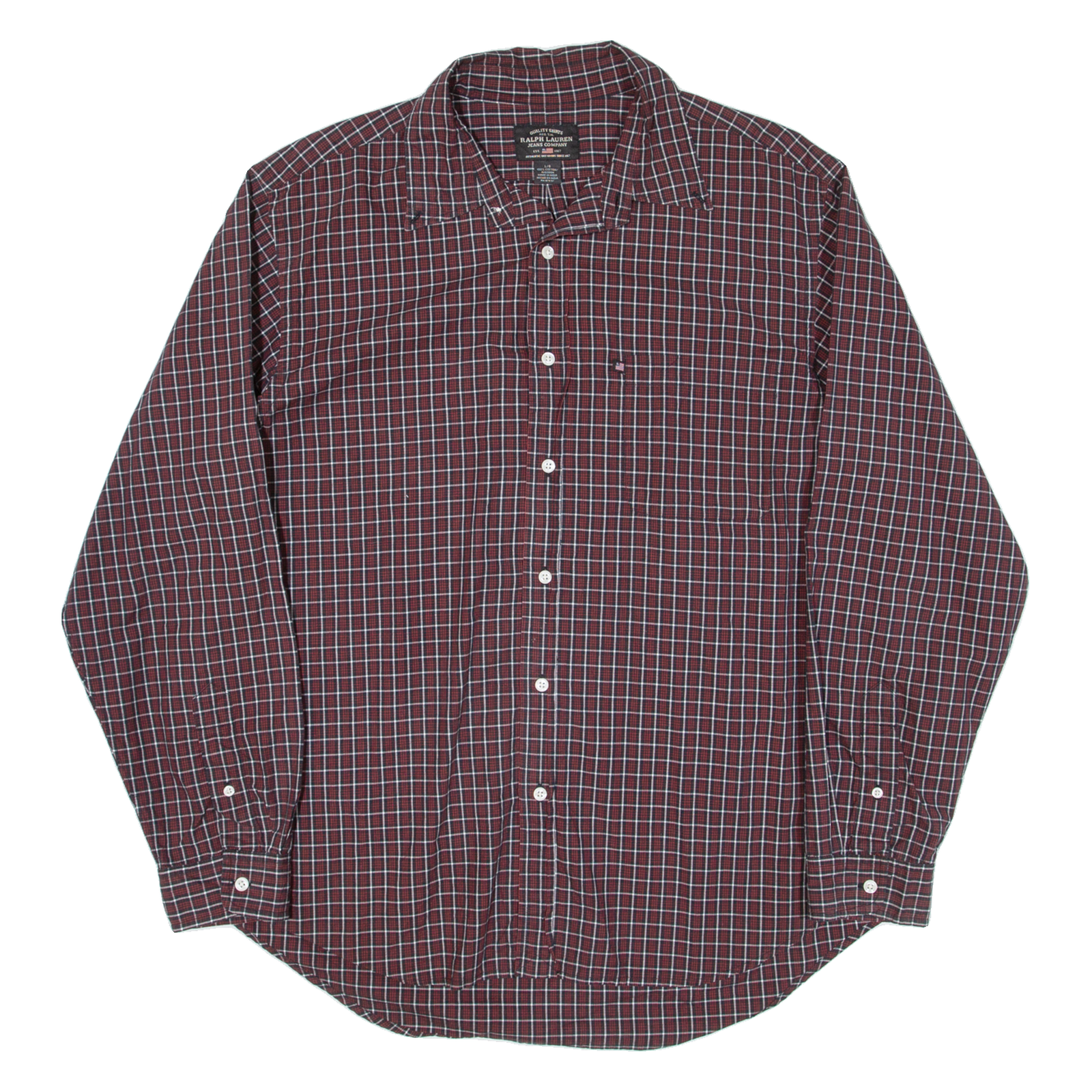 RALPH LAUREN POLO JEANS COMPANY Mens Shirt Maroon Check Long Sleeve L Refurbished - N/A refurbished available on Cerqular