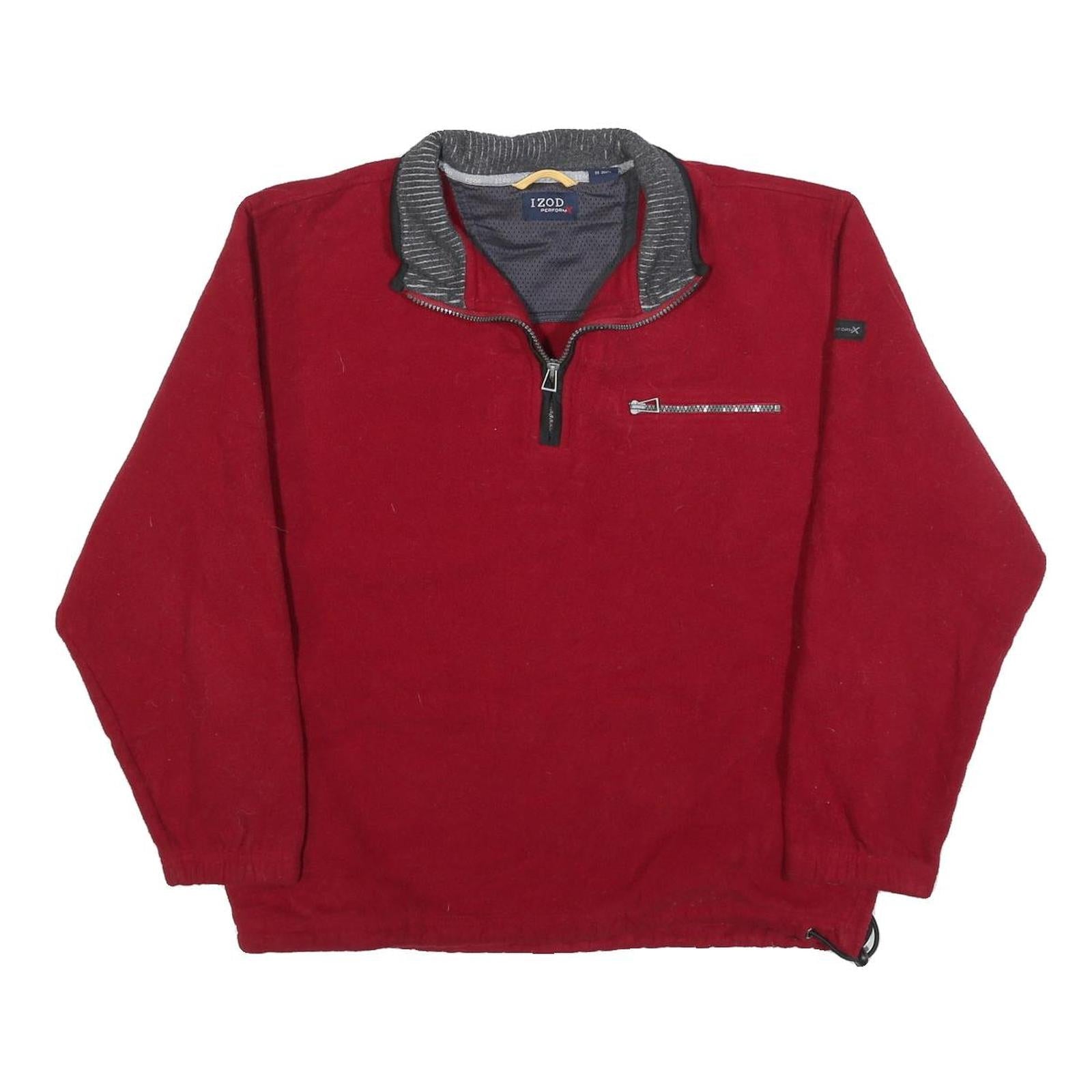 IZOD Mens Red Polyester Plain 1/4 Zip Jumper L Performance Casual Comfort Refurbished - N/A refurbished available on Cerqular