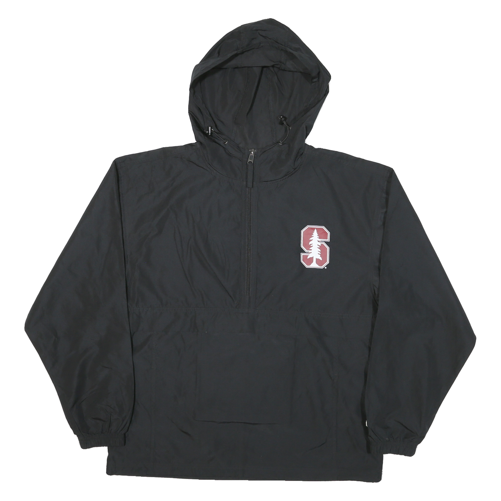 CHAMPION Mens Black Hooded Nylon Jacket M Plain Zip Pullover Lightweight Refurbished - N/A refurbished available on Cerqular