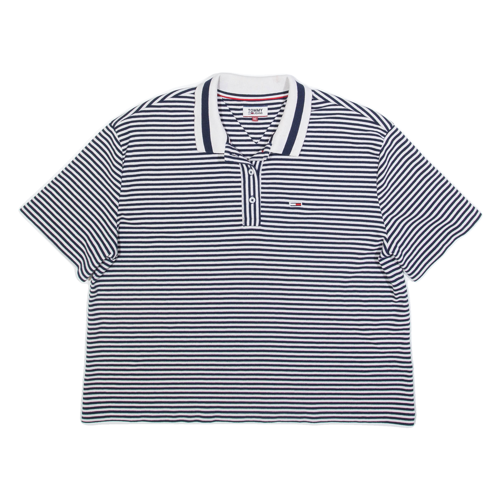 TOMMY HILFIGER Cropped Mens Polo Shirt Blue Striped XL Refurbished - N/A refurbished available on Cerqular