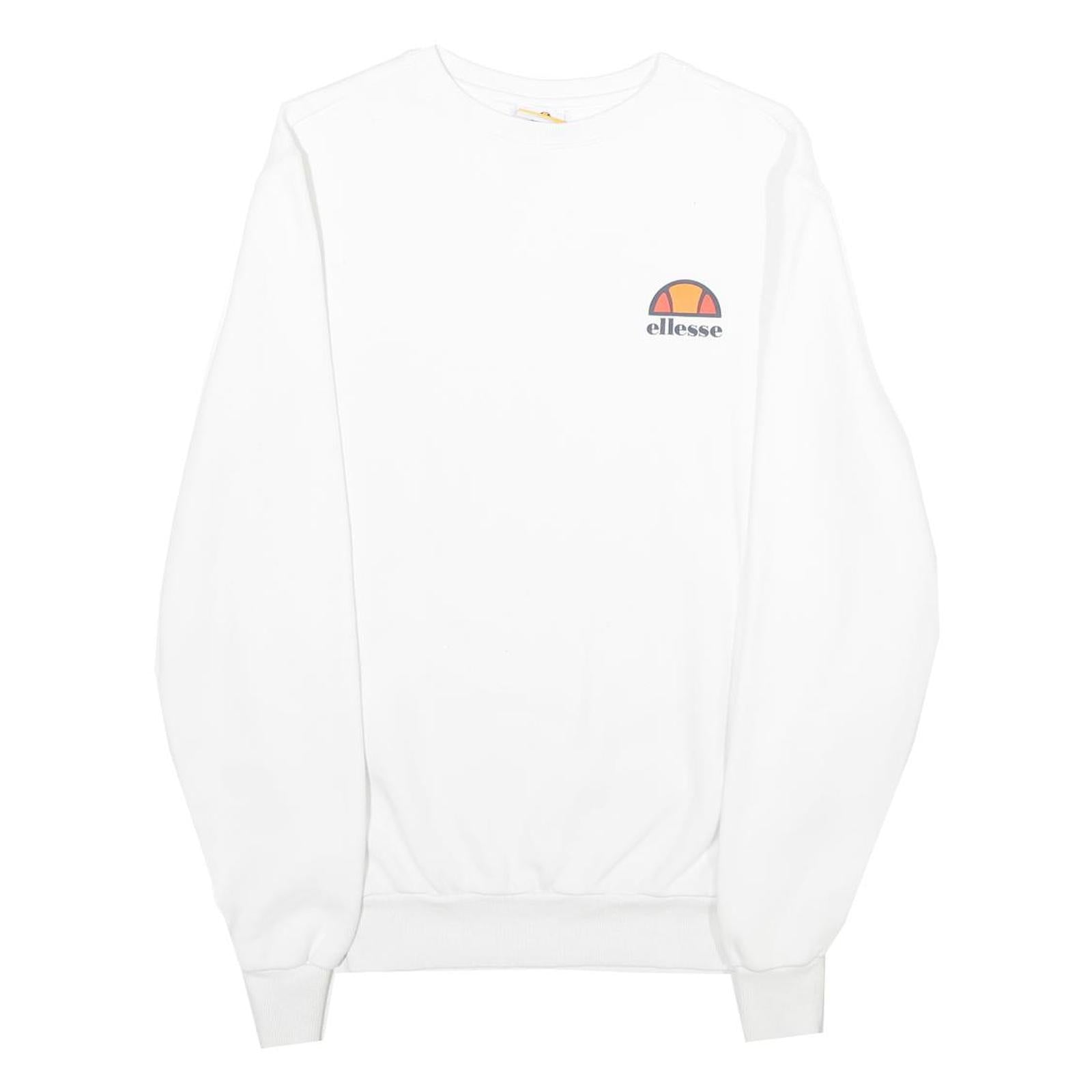 ELLESSE Womens White Sweatshirt Crew Neck UK 8 Cotton Blend Pullover Casual Refurbished - N/A refurbished available on Cerqular
