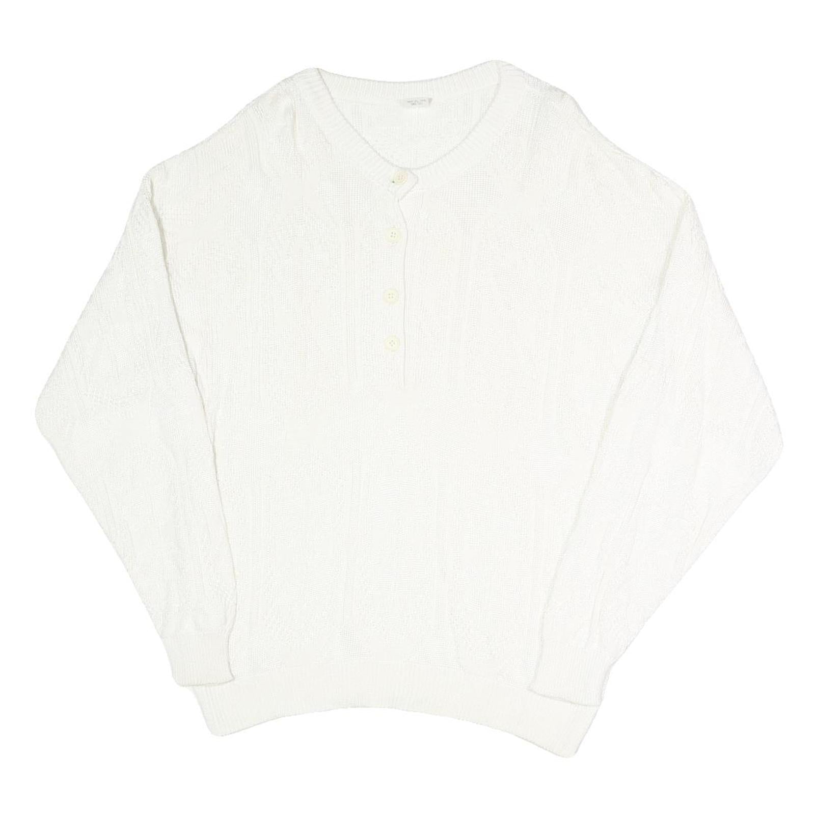 Womens White Plain Pullover Jumper V-Neck Basic Knit L Viscose Blend Soft Refurbished - N/A refurbished available on Cerqular
