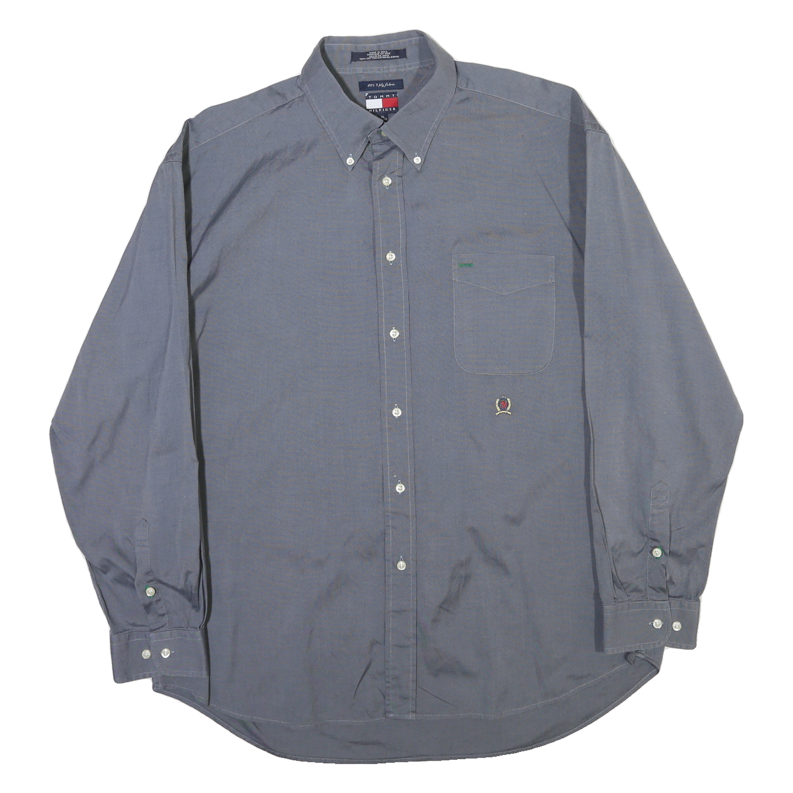 TOMMY HILFIGER Mens Blue Button-Down Shirt XL Classic Cotton Long Sleeve Refurbished - N/A refurbished available on Cerqular