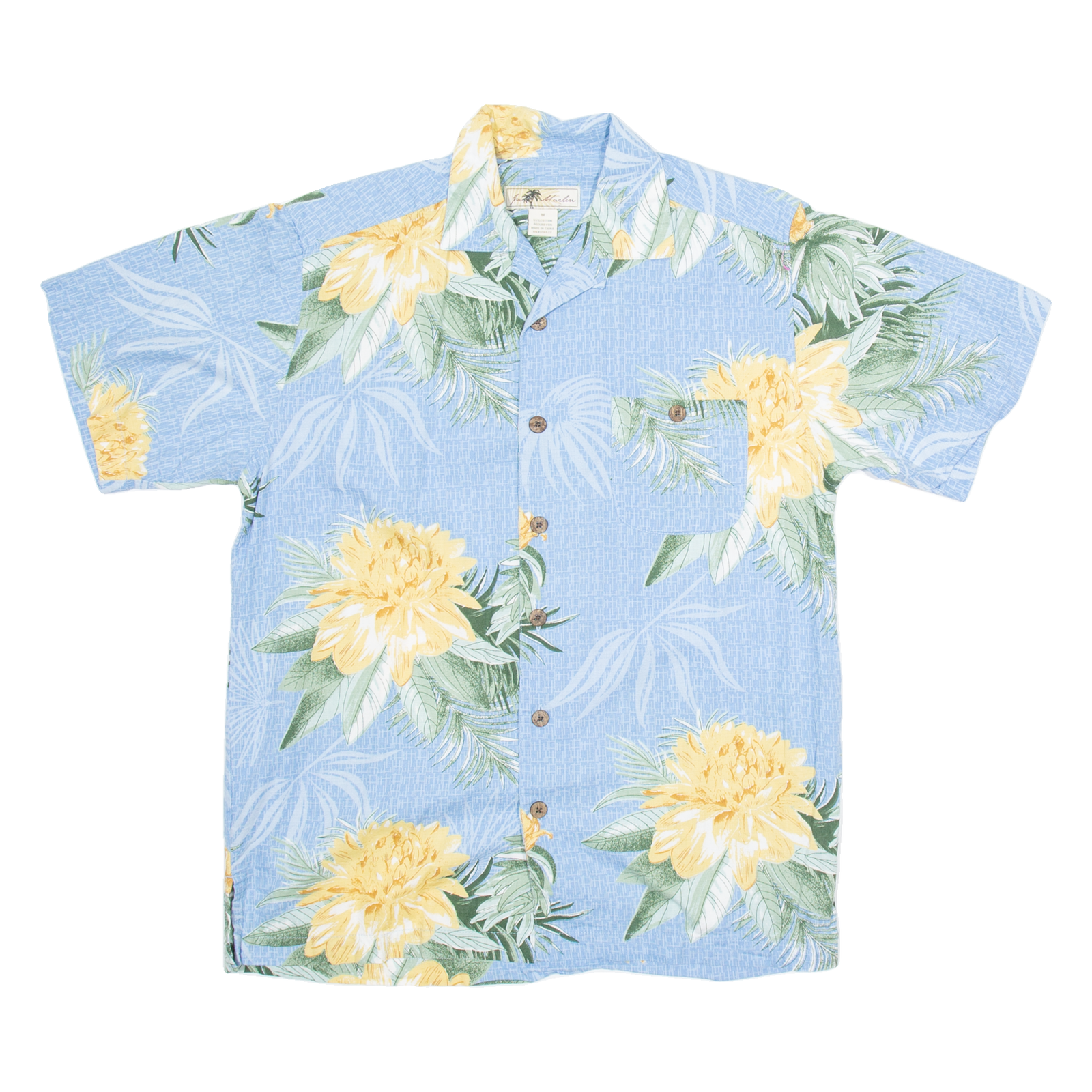 JOE MARLIN Mens Hawaiian Shirt Blue Floral M Refurbished - N/A refurbished available on Cerqular