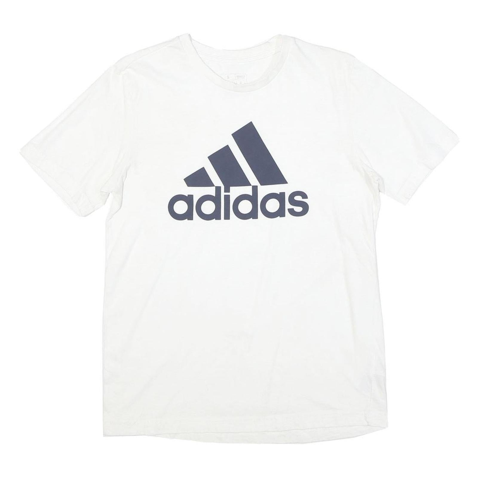ADIDAS Mens White & Navy Blue Classic T-Shirt S Short Sleeve Crew Neck Logo Refurbished - N/A refurbished available on Cerqular
