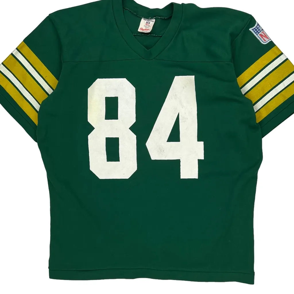 Green Bay Packers Rawlings Football Jersey - Large Yellow Cotton Refurbished - Thrifted (note: this is a term often used to describe second- refurbished available on Cerqular