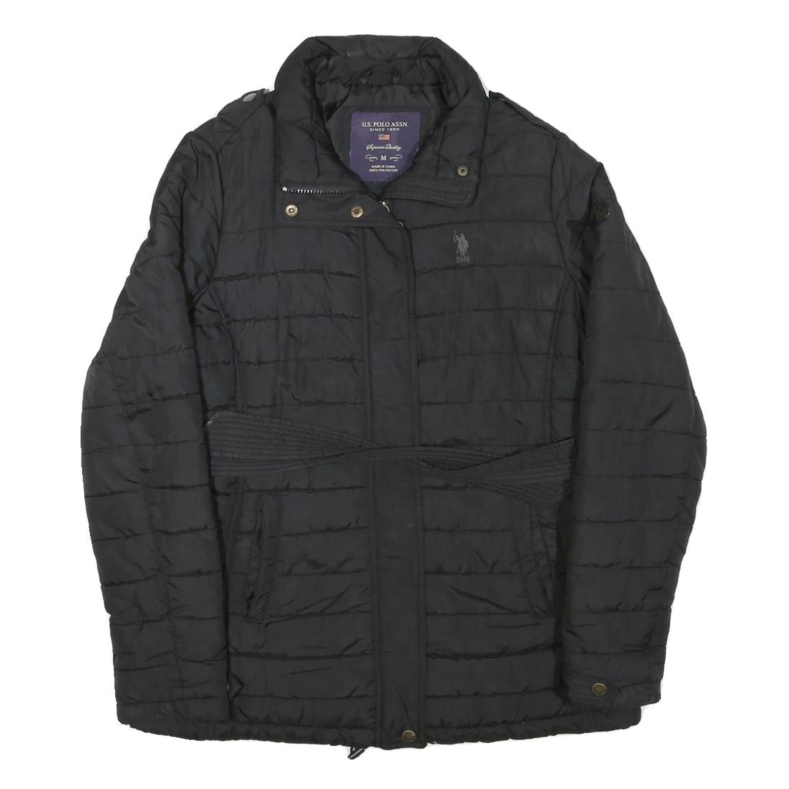 U.S. POLO ASSN Womens Black Quilted Jacket M Polyester Blend Zip Casual Refurbished - N/A refurbished available on Cerqular