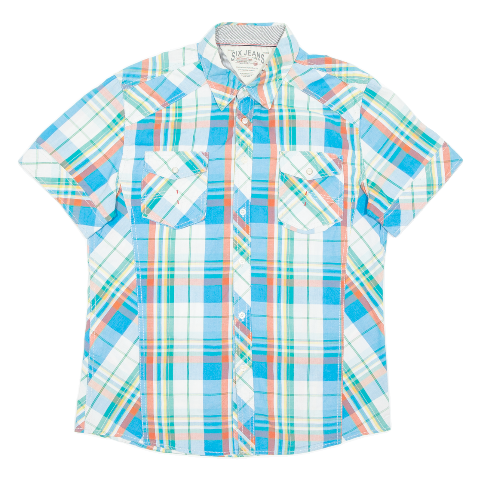 SIX JEANS Mens Shirt Blue Check XL Refurbished - N/A refurbished available on Cerqular
