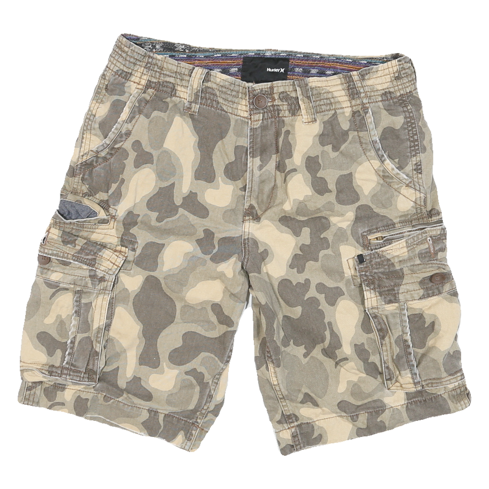HURLEY Mens Cargo Shorts Beige Camouflage L W33 Cotton Blend Casual Comfortable Refurbished - N/A refurbished available on Cerqular