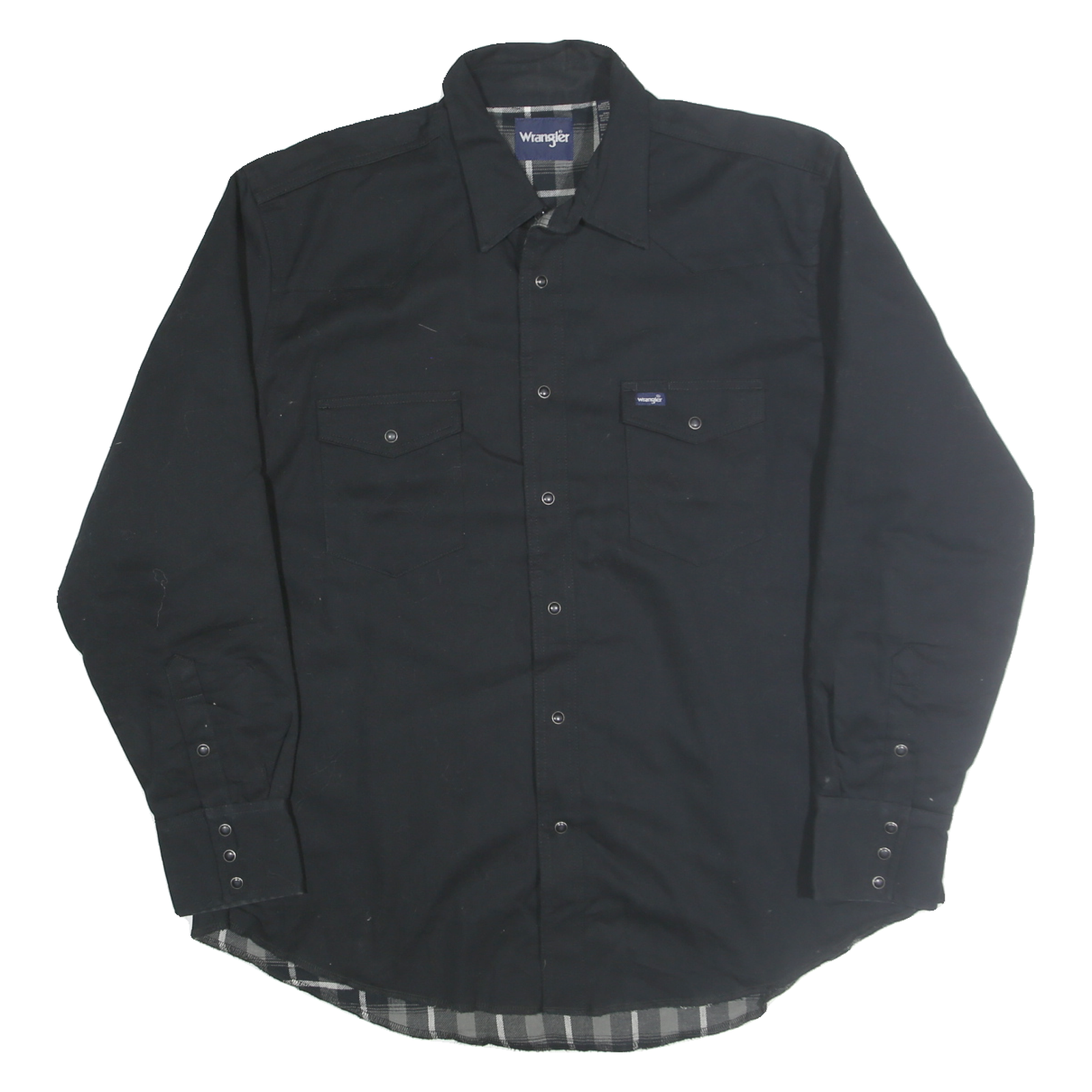 WRANGLER Mens Black Cotton Blend Button Jacket XL Shirt Style Classic Fit Refurbished - N/A refurbished available on Cerqular