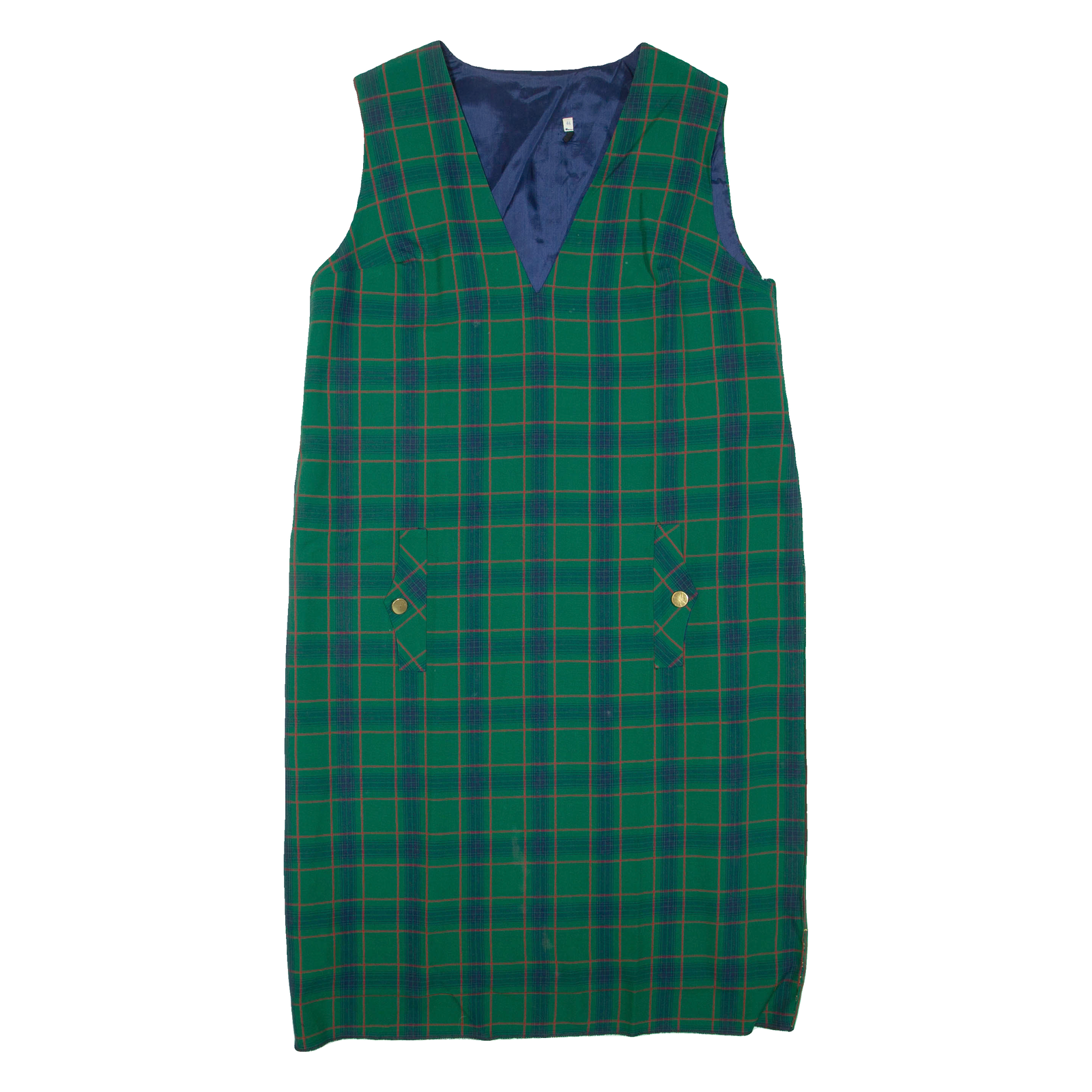 Womens Shift Dress Green Check Sleeveless Knee Length L Refurbished - N/A refurbished available on Cerqular