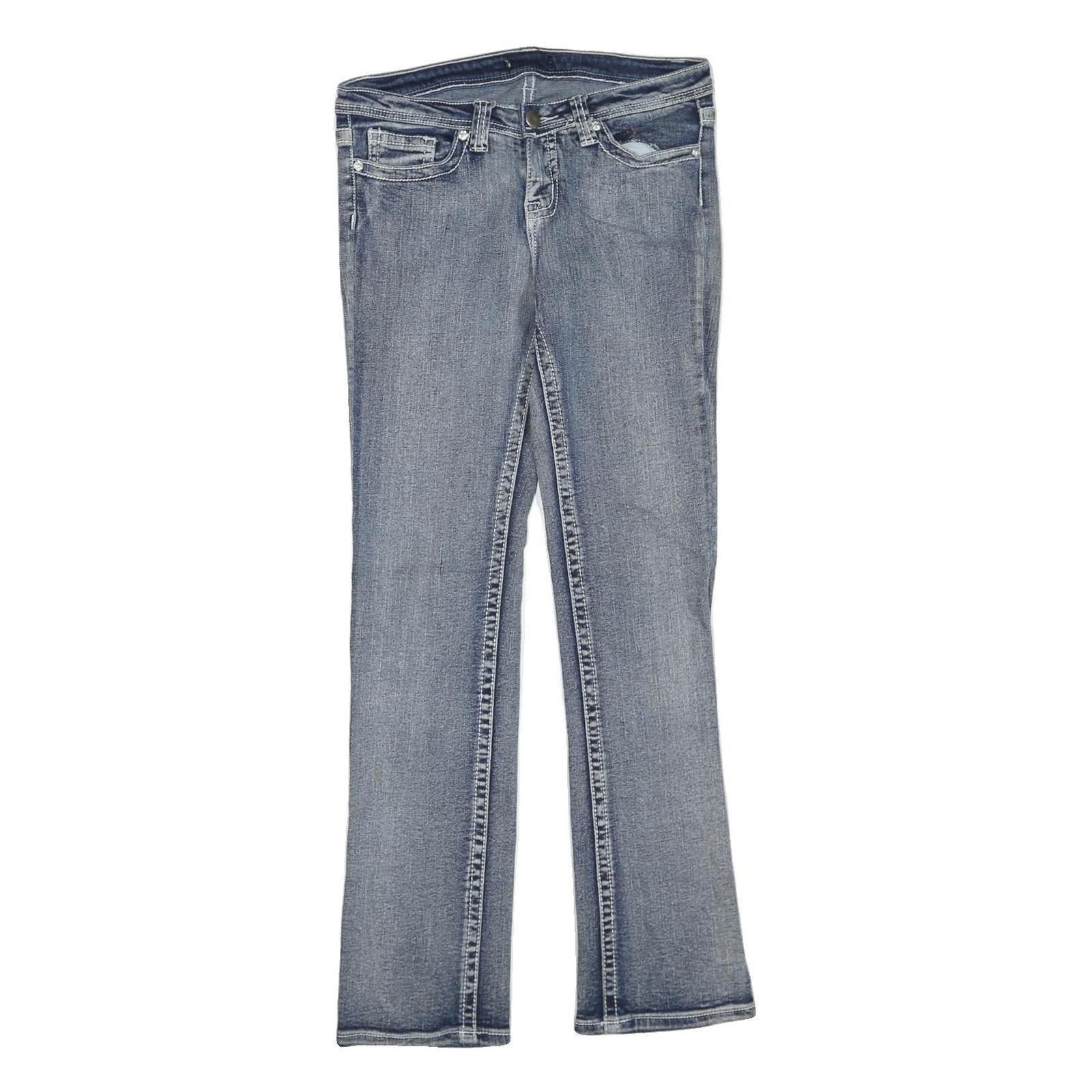 Womens Regular Fit Blue Denim Jeans W32 L32 Embroidered Back Pockets Zip Closure Refurbished - N/A refurbished available on Cerqular
