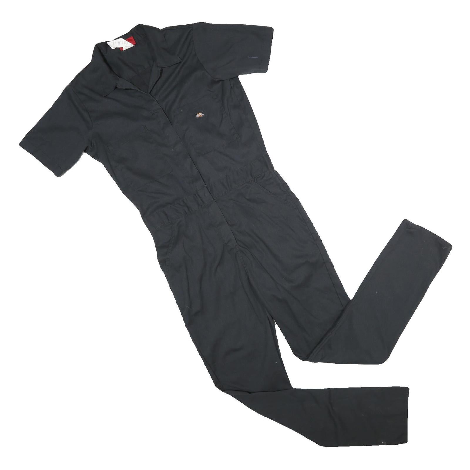 DICKIES Womens Black Short Sleeve Slim Polyester Blend Dungarees S W32 L32 Refurbished - N/A refurbished available on Cerqular