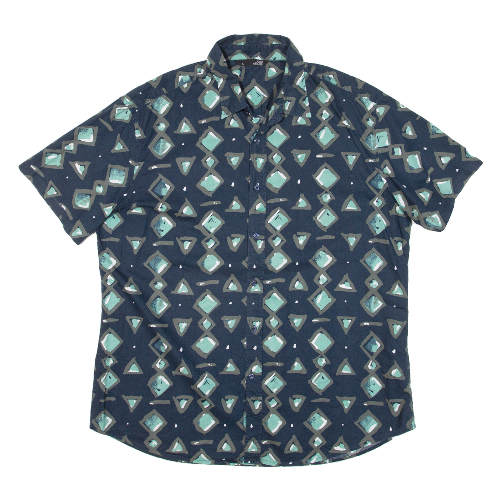 JOHN ADAMS Mens Shirt Blue Crazy Pattern L Refurbished - N/A refurbished available on Cerqular