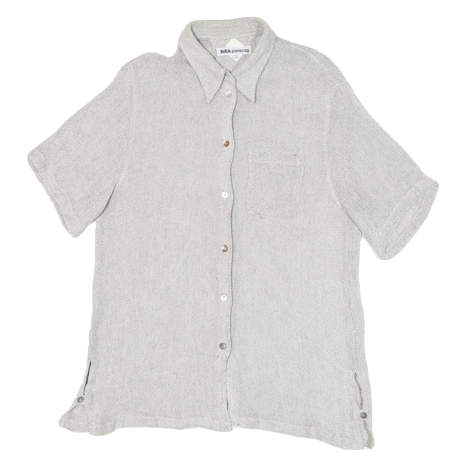 Buy BIBA Womens Grey White Shirt M Polyester Blend Button Pocket Casual Summer Refurbished - $18.19 BIBA Womens Grey White Shirt M Polyester Blend Button Pocket Casual Summer Refurbished - N/A refurbished available on Cerqular