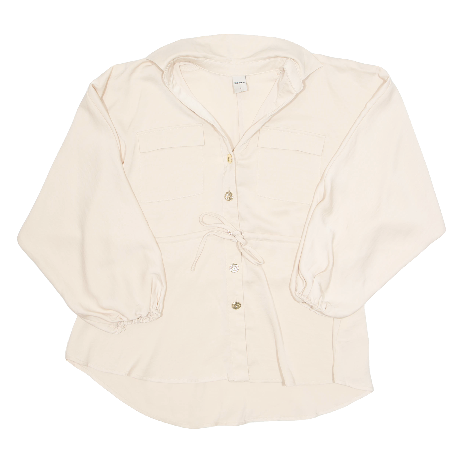 ZEBRA Elasticated Adjustable Waist Womens Blouse Beige Collared Long Sleeve M Refurbished - N/A refurbished available on Cerqular