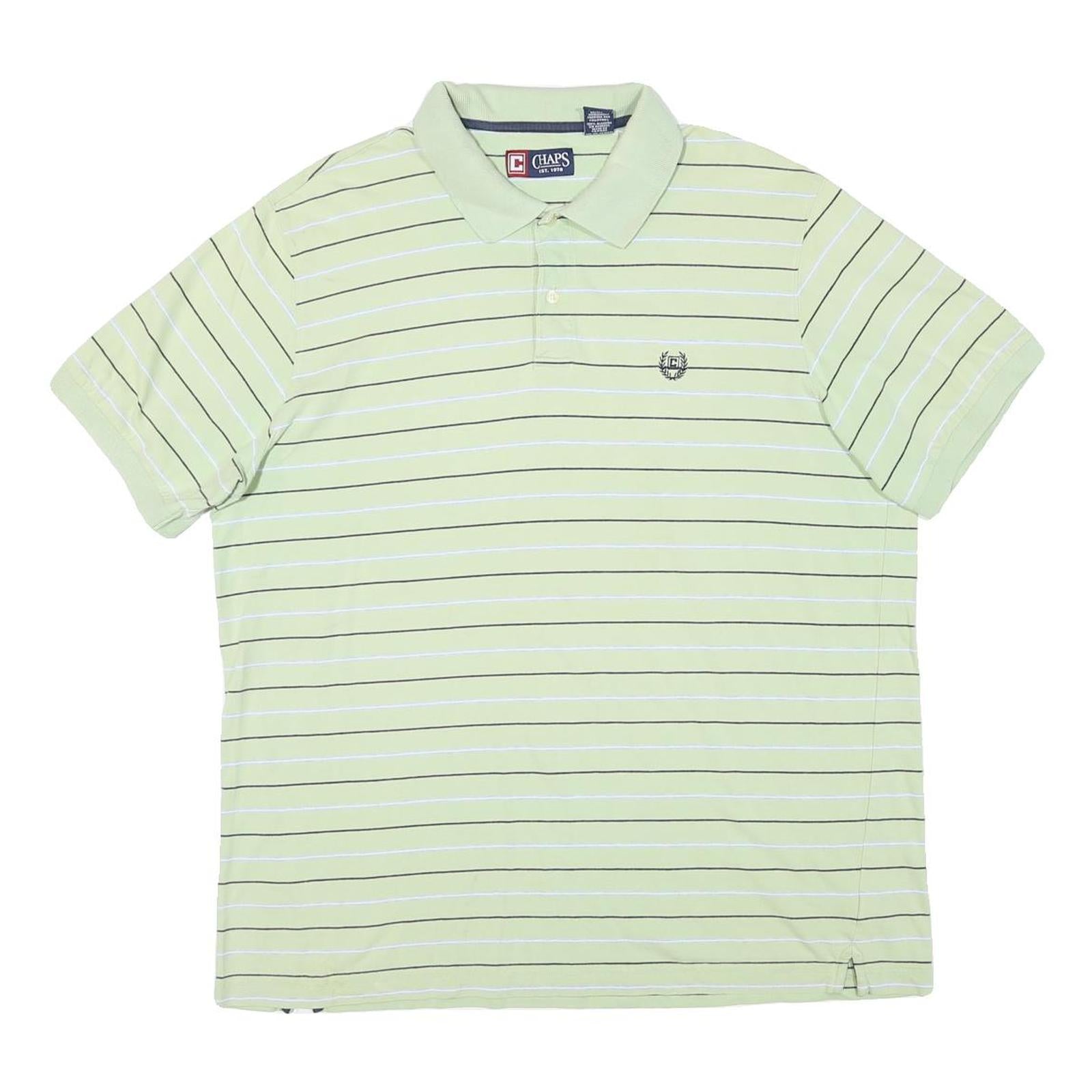 CHAPS Mens Light Green & White Striped Short Sleeve Polo Shirt XL Cotton Blend Refurbished - N/A refurbished available on Cerqular