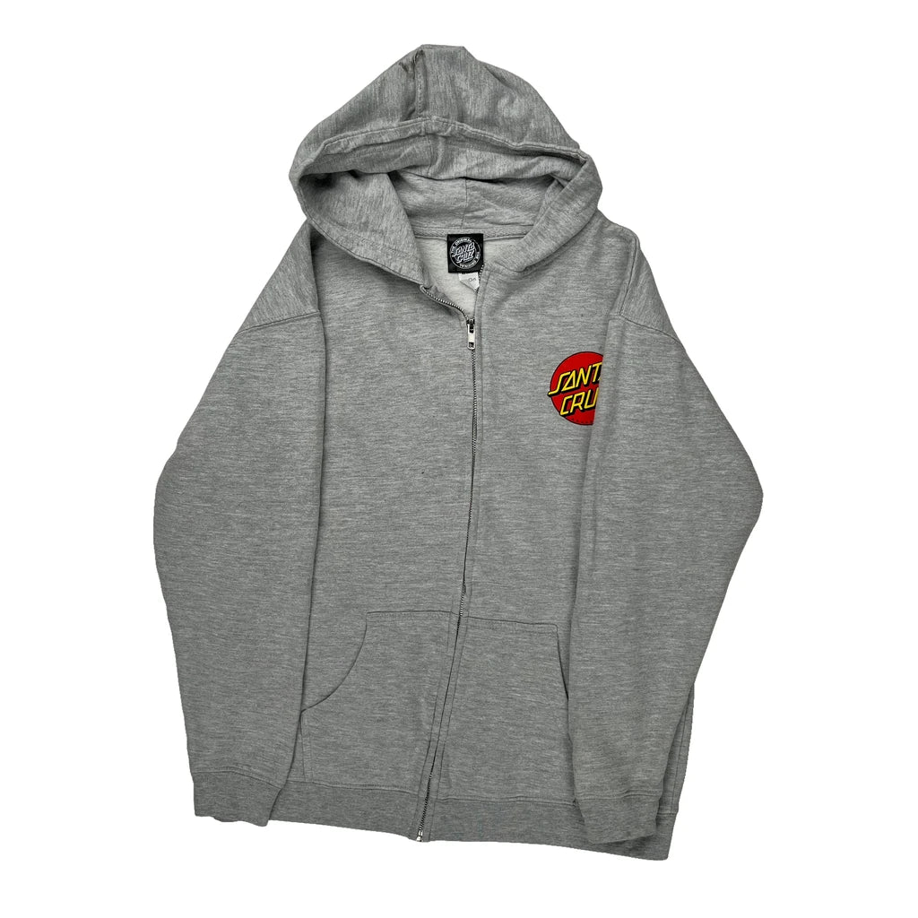 Skateboarding Santa Cruz Hoodie - XL Grey Cotton Blend Refurbished - Thrifted (note: this is a term often used to describe second- refurbished available on Cerqular
