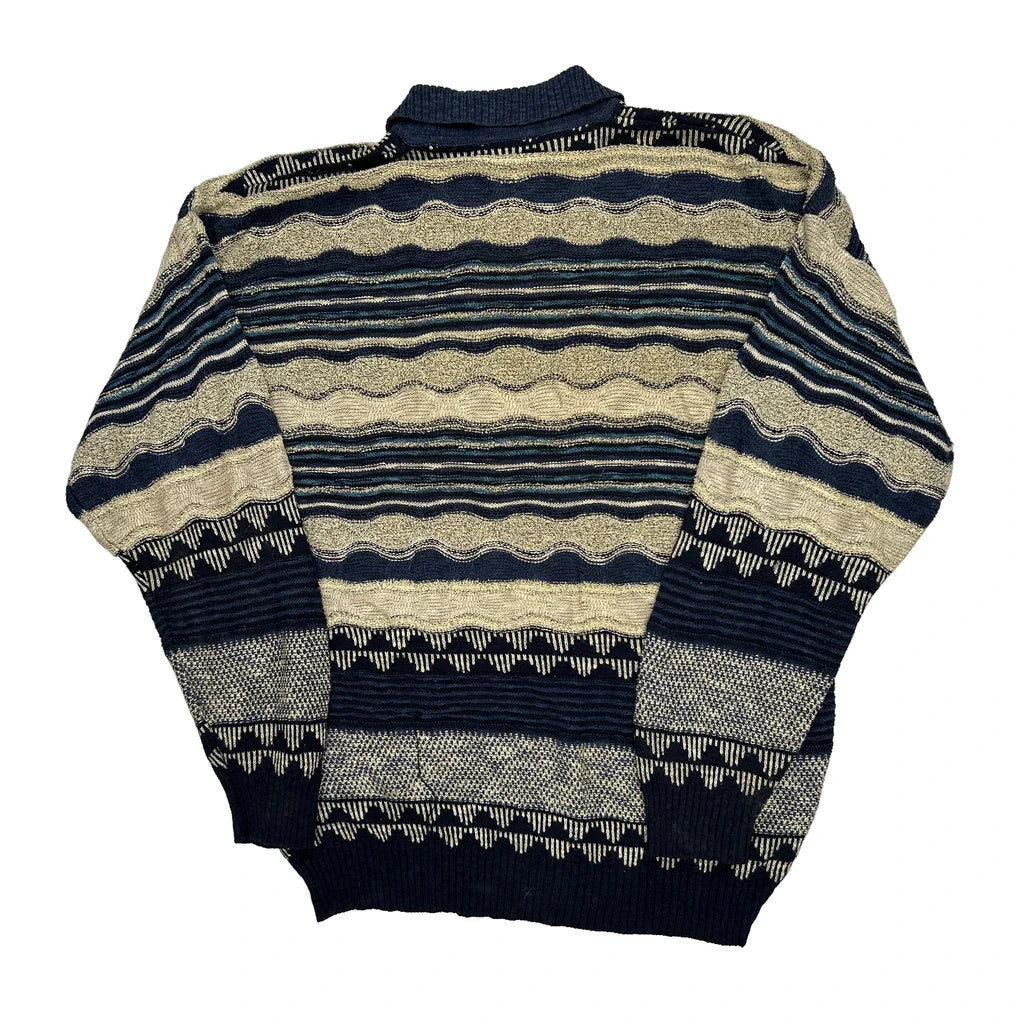 Unbranded Striped Jumper - XL Beige Cotton Blend Refurbished - Thrifted (note: this is a term often used to describe second- refurbished available on Cerqular