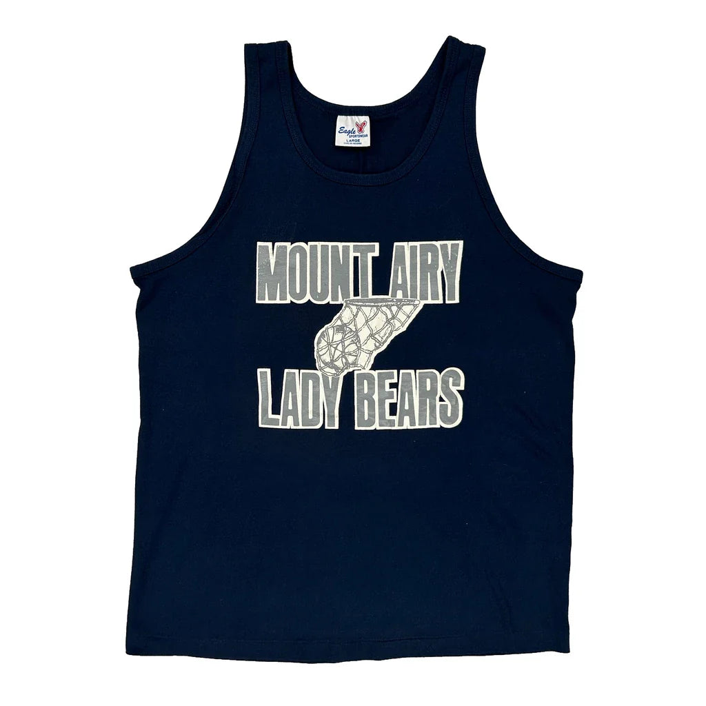 Made In USA Single Stitch Mount Airy Lady Bears Eagle Vest - Large Navy Cotton Blend Refurbished - Thrifted (note: this is a term often used to describe second- refurbished available on Cerqular