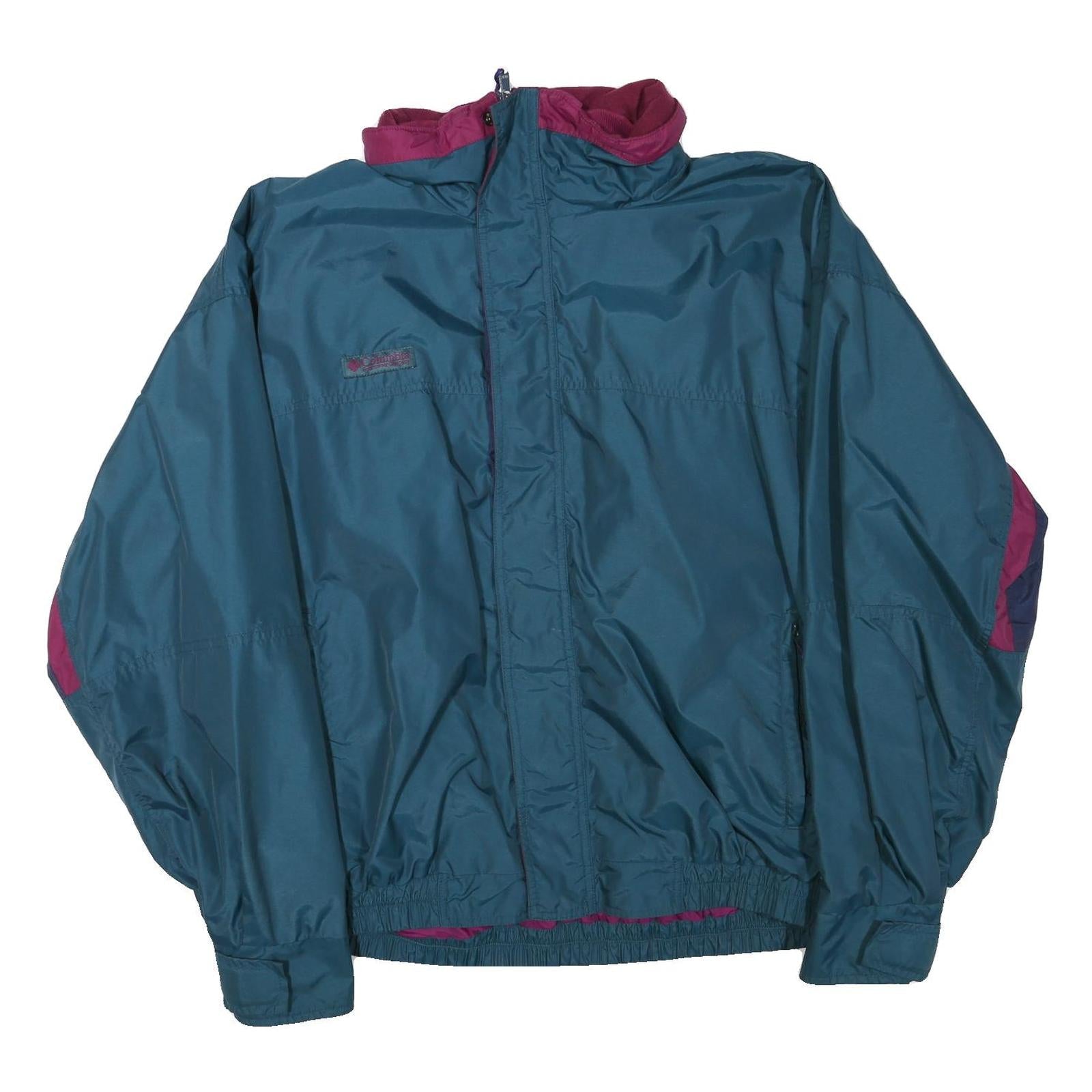 COLUMBIA Mens Blue & Burgundy Outdoor Jacket 2XL Polyester Blend Zip Windbreaker Refurbished - N/A refurbished available on Cerqular