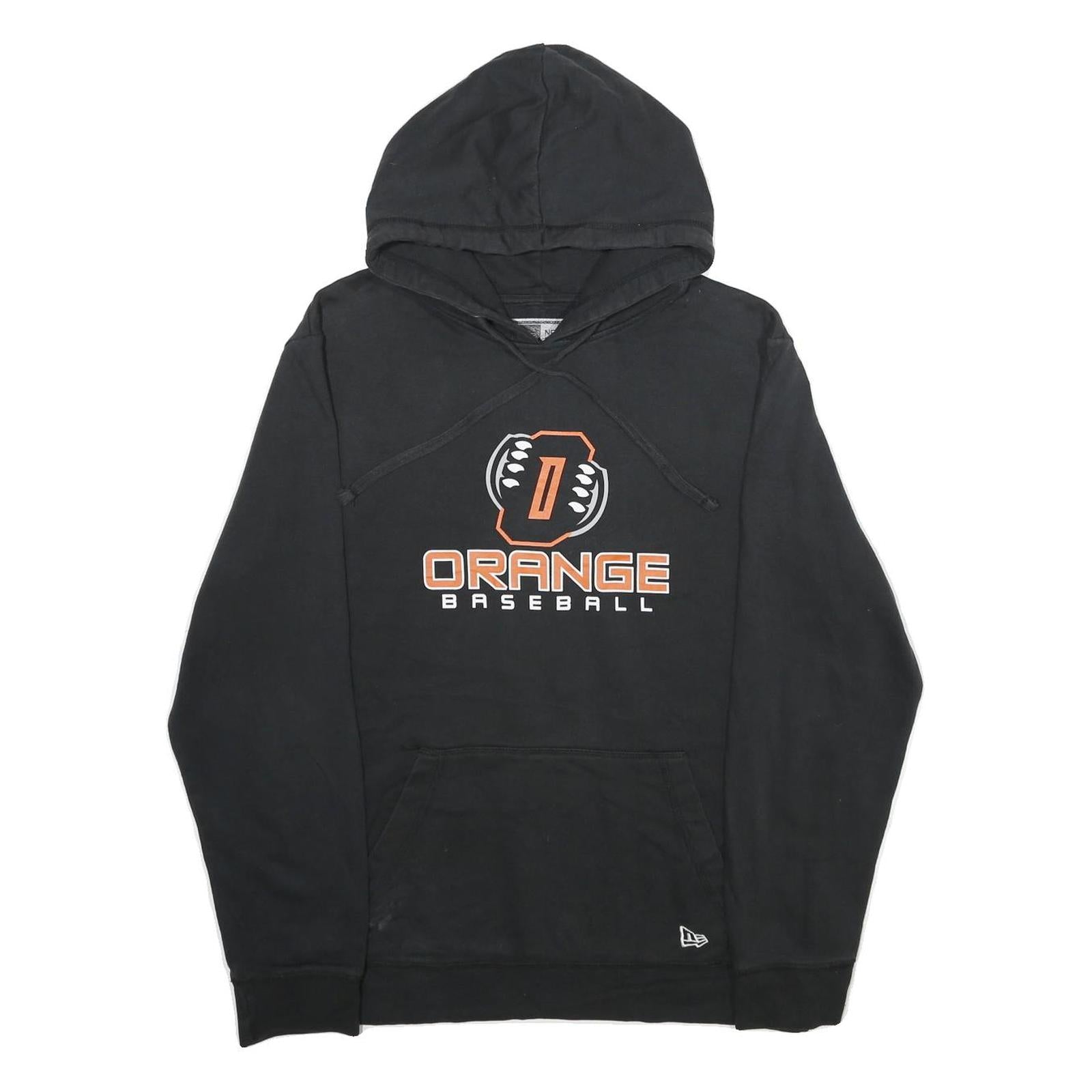 NEW ERA Mens Black Orange Baseball Pullover Hoodie L Cotton Blend Casual Wear Refurbished - N/A refurbished available on Cerqular