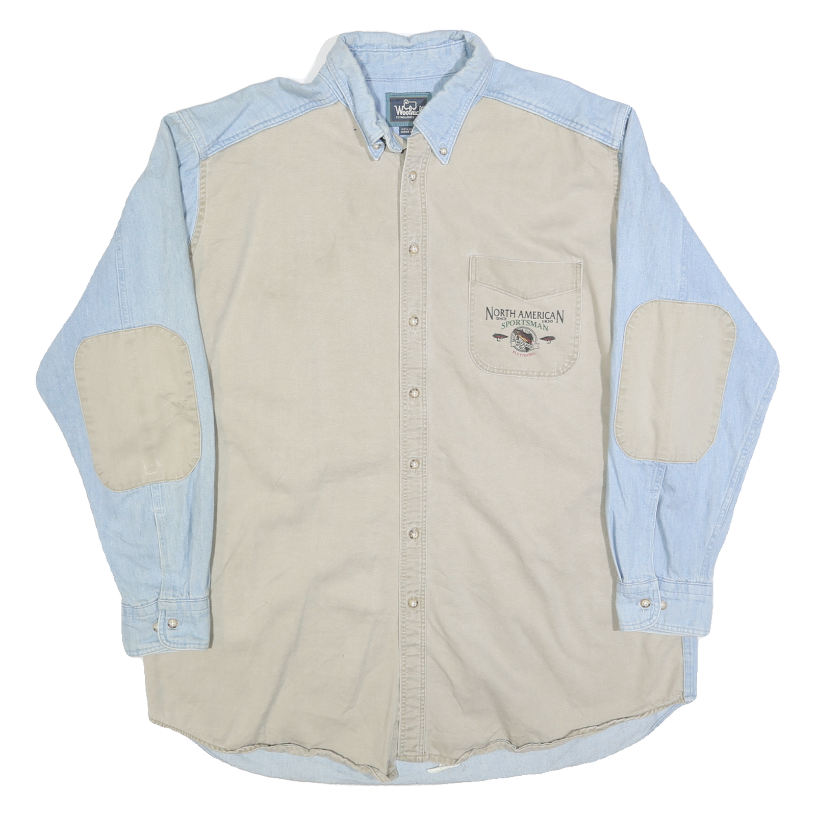WOOLRICH Mens Beige & Blue Cotton Blend Shirt XL North American Sportsman Refurbished - N/A refurbished available on Cerqular