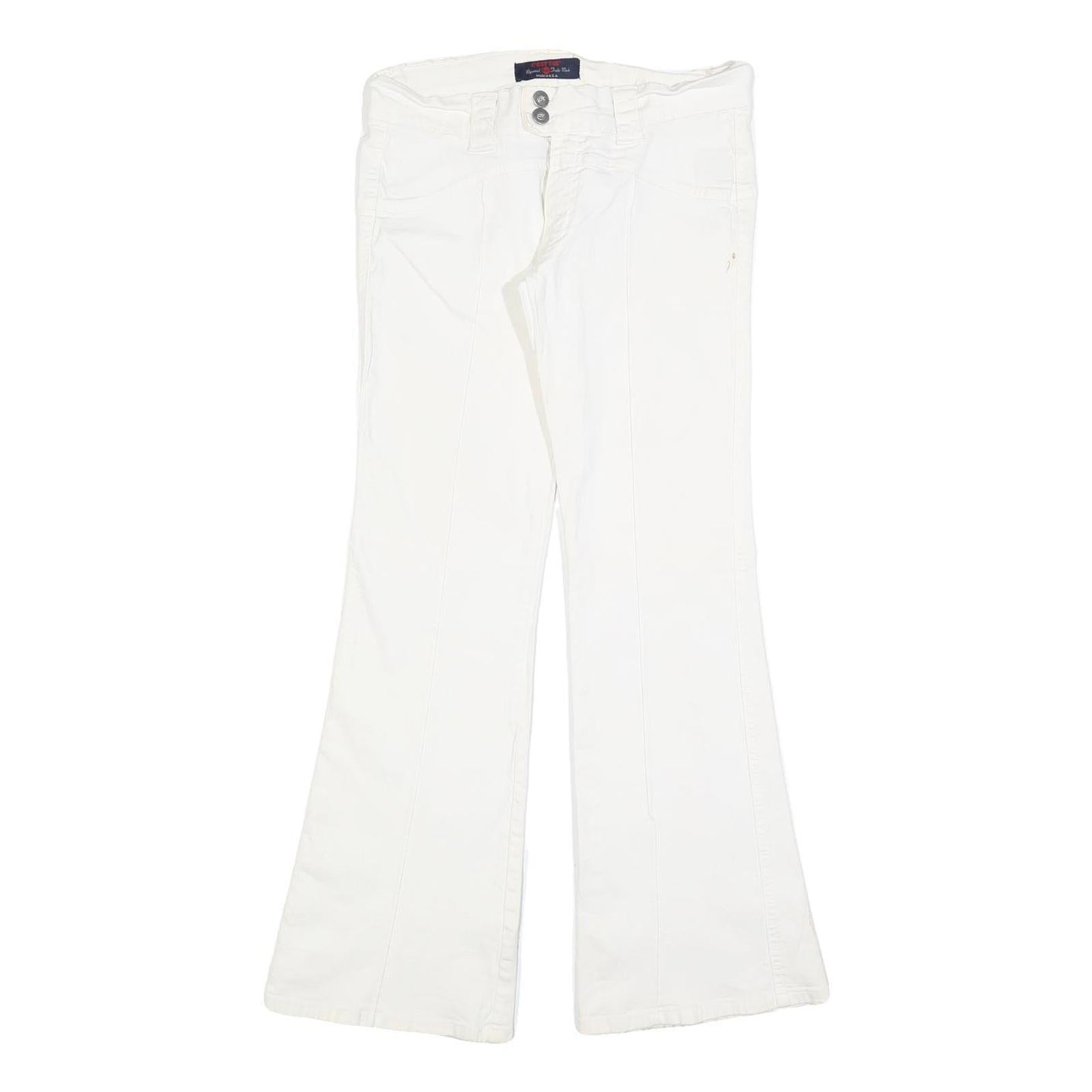 C'EST TOI Womens White Regular Flared Cotton Blend Jeans W30 L30 Stylish Refurbished - N/A refurbished available on Cerqular