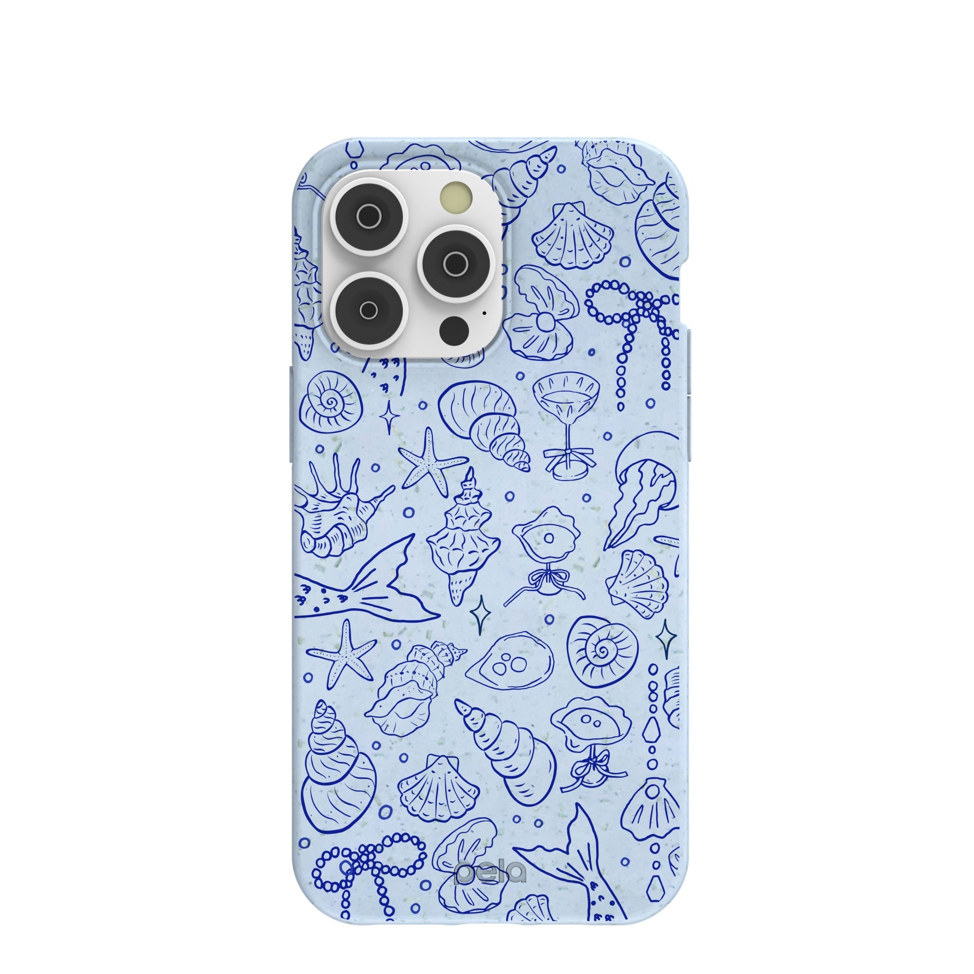 Powder Blue Ocean Charms iPhone 14 Pro Max Case Refurbished - Pela Case refurbished available on Cerqular