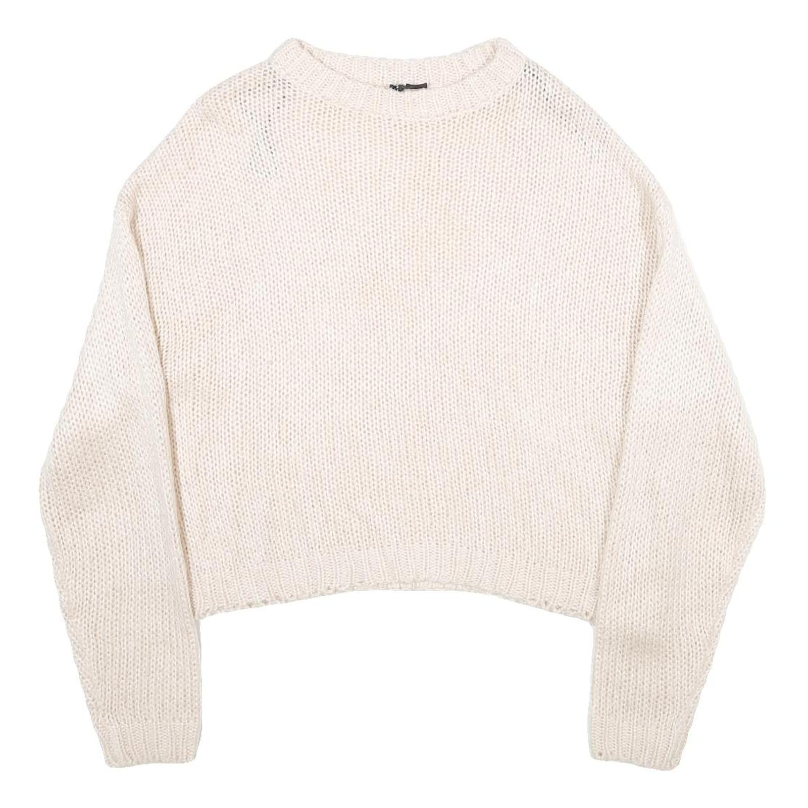 H&M Womens Cream Plain Pullover Basic Knit Jumper S Soft Acrylic Light Weight Refurbished - N/A refurbished available on Cerqular