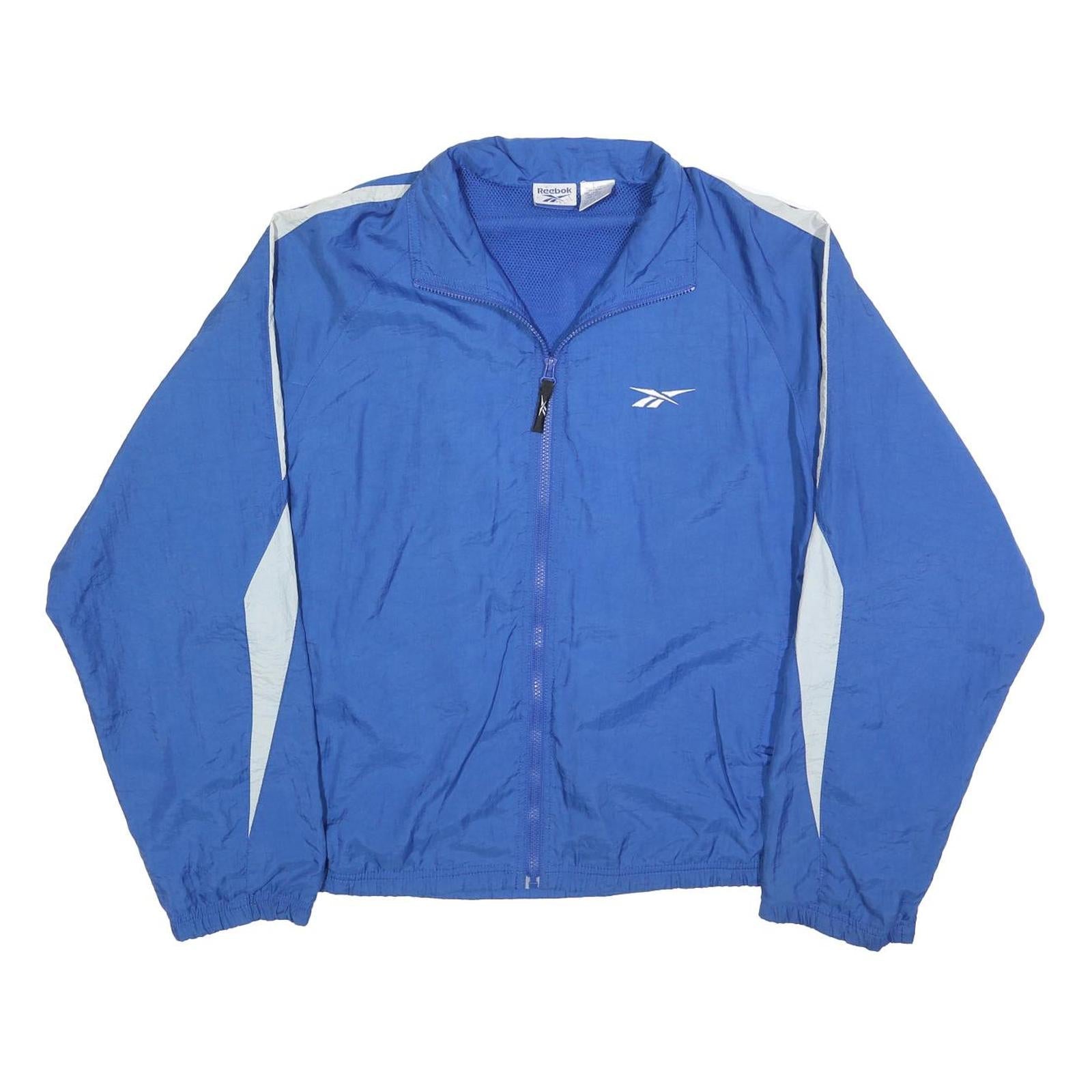 REEBOK Mens Blue & White Track Jacket M Polyester Blend Zip Sportswear Refurbished - N/A refurbished available on Cerqular