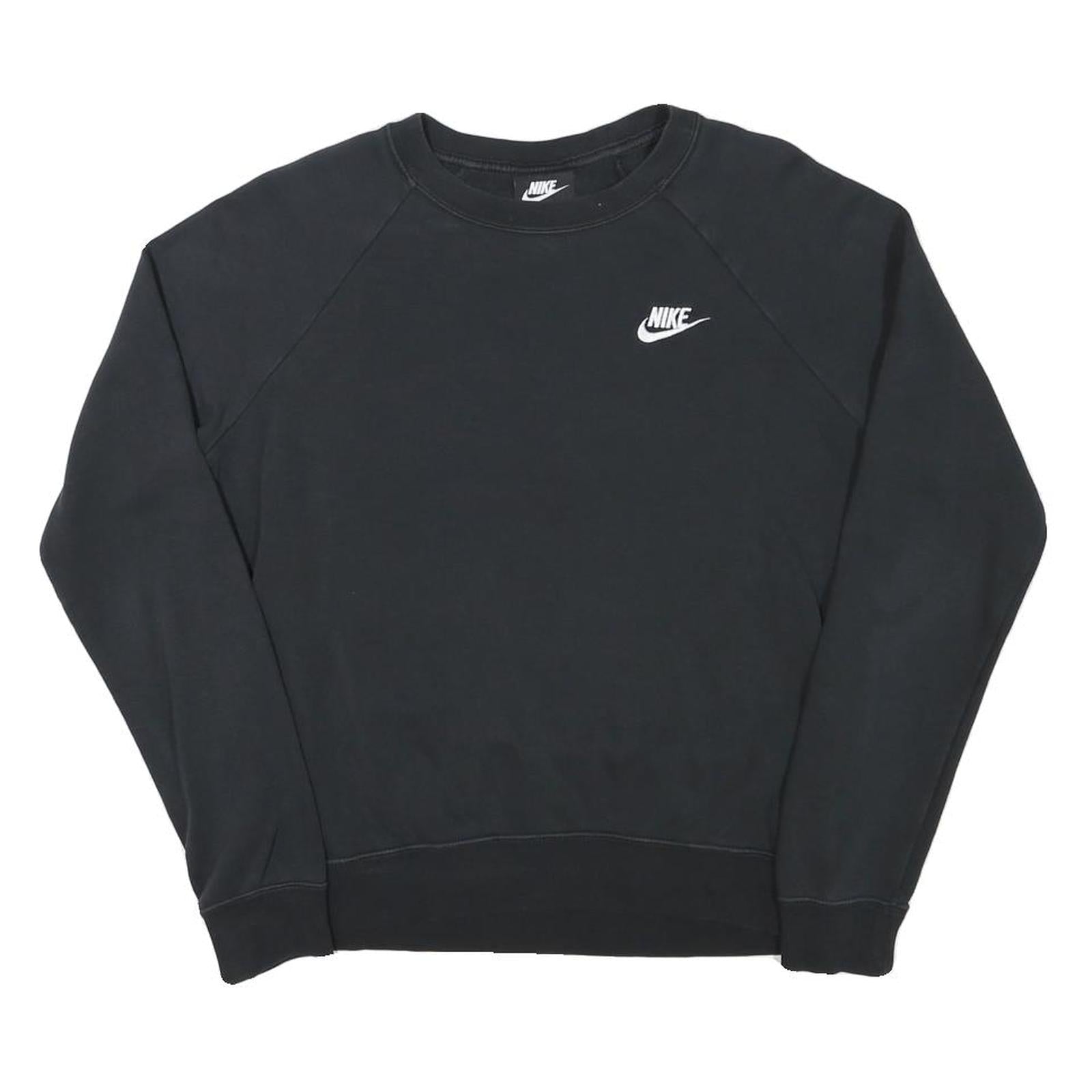NIKE Mens Black Crew Neck S Cotton Blend Pullover Sweatshirt S Logo Refurbished - N/A refurbished available on Cerqular