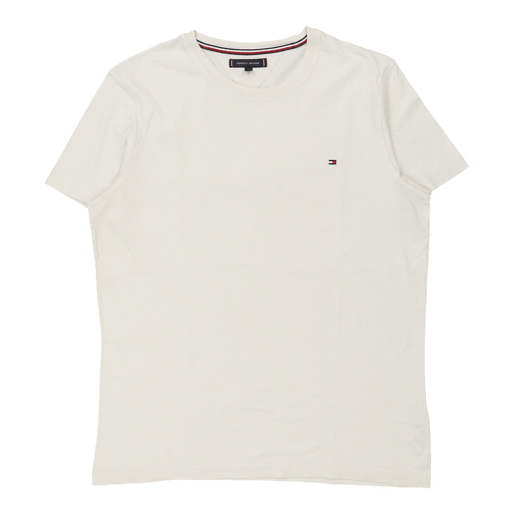 Buy Tommy Hilfiger T-Shirt - Large White Cotton Refurbished - $22.77 Tommy Hilfiger T-Shirt - Large White Cotton Refurbished - Thrifted (note: this is a term often used to describe second- refurbished available on Cerqular