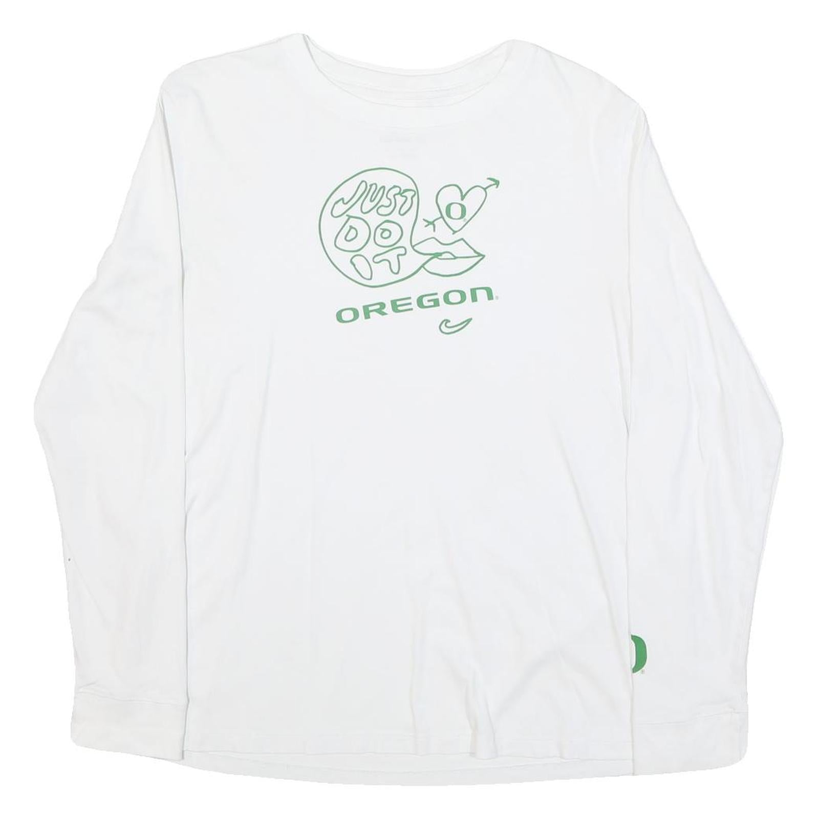 Buy NIKE Mens White Just Do It Oregon Long Sleeve Crew Neck T-Shirt XL Cotton Blend Refurbished - $32.49 NIKE Mens White Just Do It Oregon Long Sleeve Crew Neck T-Shirt XL Cotton Blend Refurbished - N/A refurbished available on Cerqular