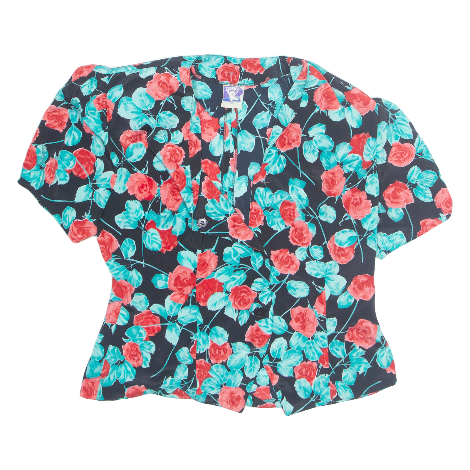 YESSICA Womens Printed Blouse Blue Floral M Refurbished - N/A refurbished available on Cerqular