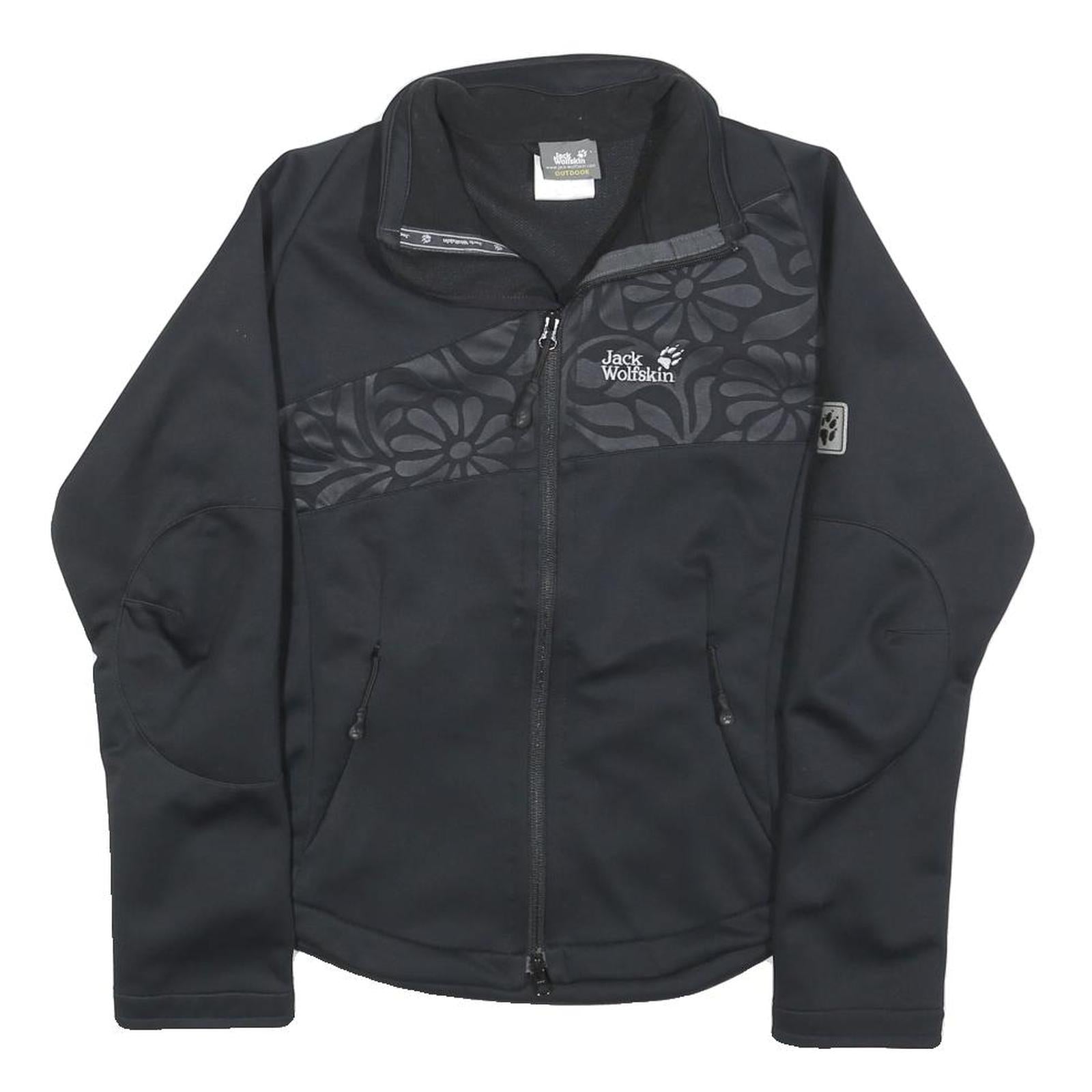 JACK WOLFSKIN Womens Black Polyester Blend Outdoor Jacket M Zip Floral Pattern Refurbished - N/A refurbished available on Cerqular