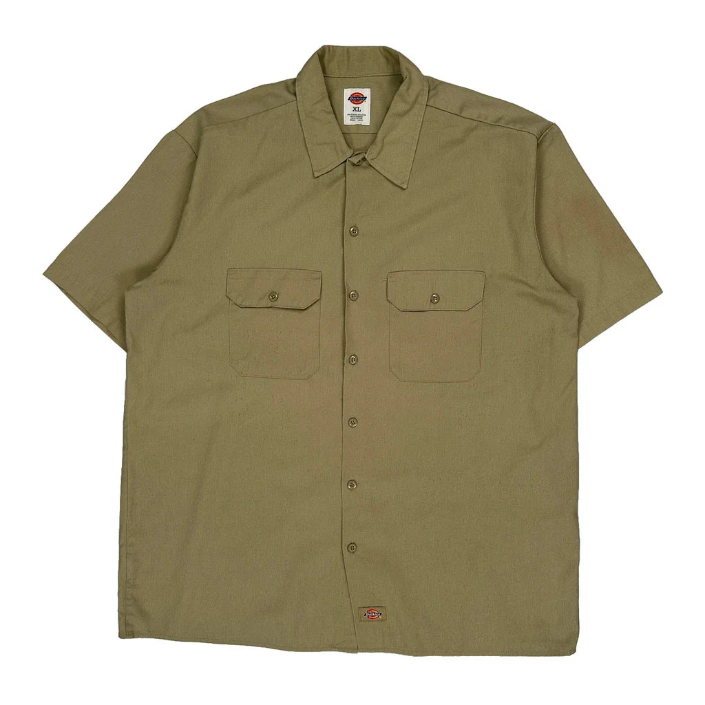 Buy Dickies Short Sleeve Shirt - XL Khaki Polyester Blend Refurbished - $33.49 Dickies Short Sleeve Shirt - XL Khaki Polyester Blend Refurbished - Thrifted (note: this is a term often used to describe second- refurbished available on Cerqular