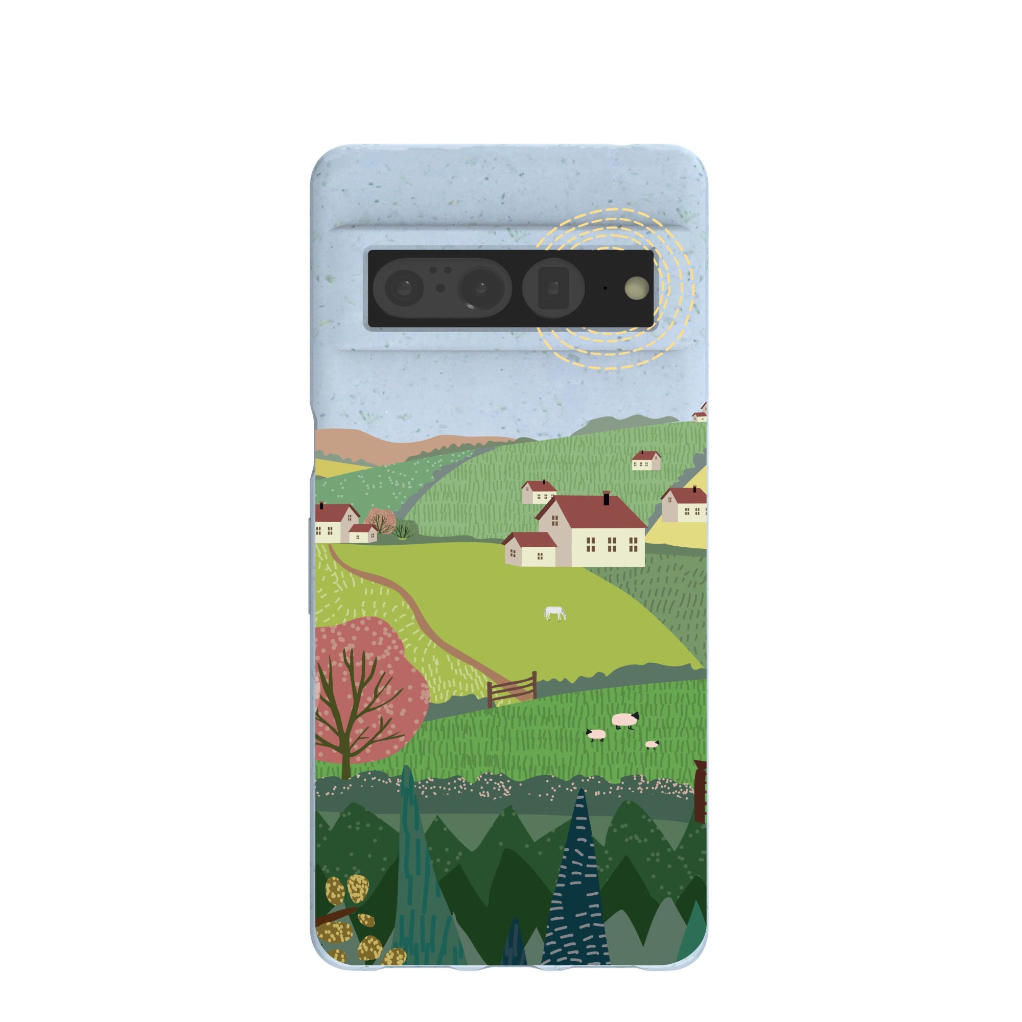 Powder Blue Sunny Countryside Google Pixel 7 Pro Case Refurbished - Pela Case refurbished available on Cerqular