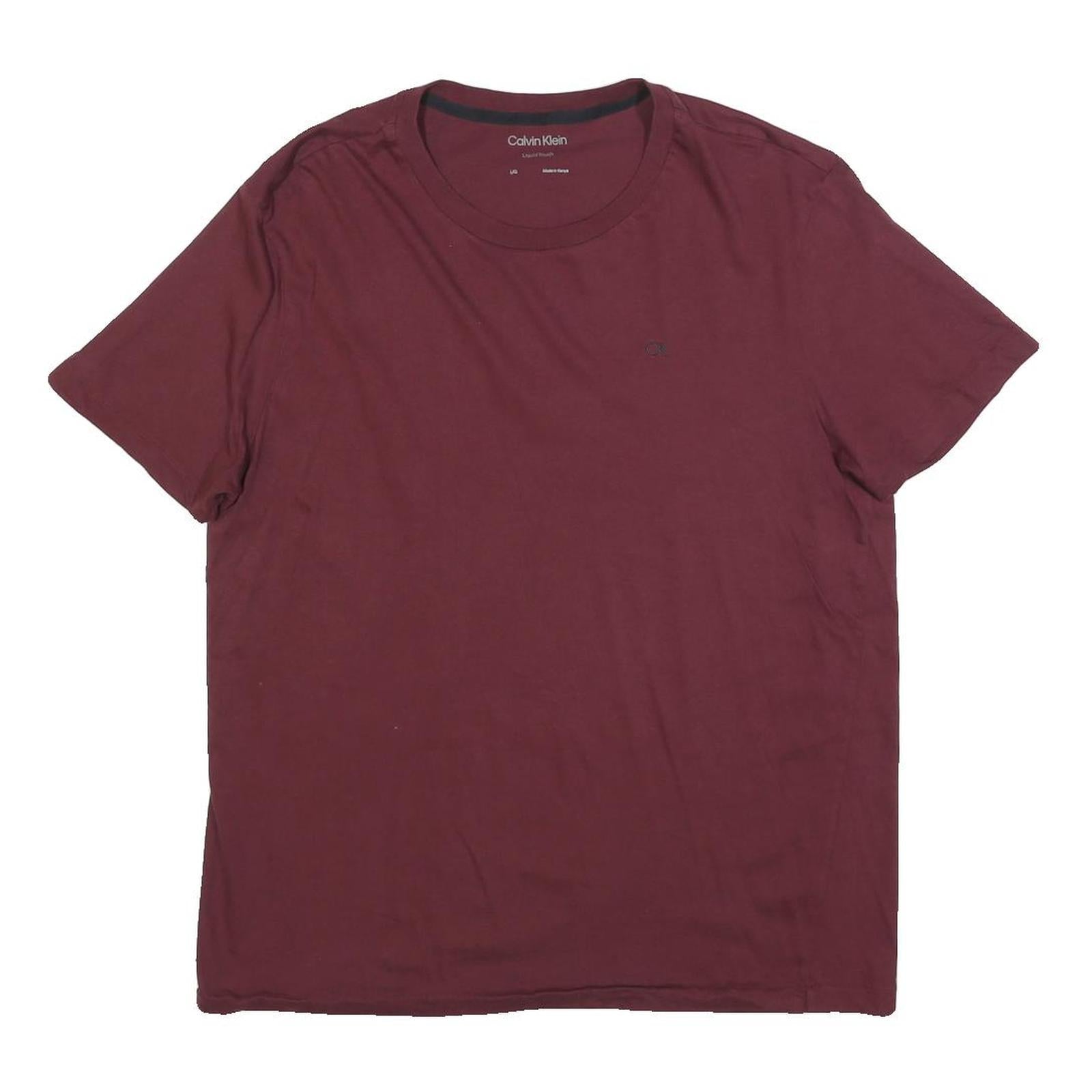 CALVIN KLEIN Mens Maroon Cotton Blend T-Shirt L Short Sleeve Crew Neck Classic Refurbished - N/A refurbished available on Cerqular